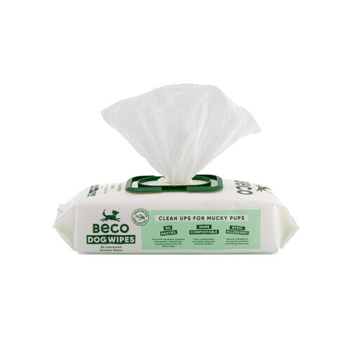 Beco Bamboo Dog Wipes - Unscented - 80 stuks