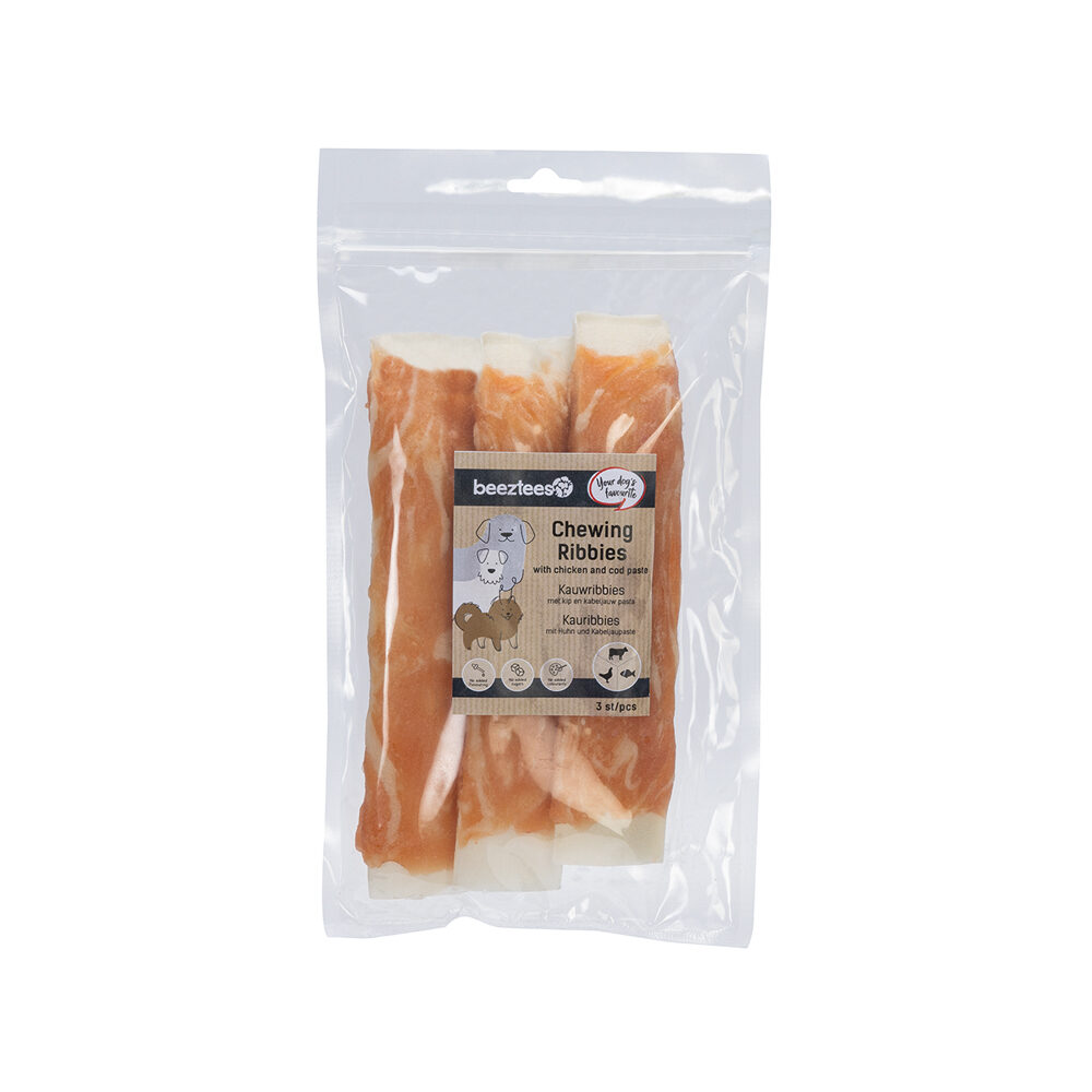 Beeztees Kauwribs Hondensnack - Kip en Kabeljauw