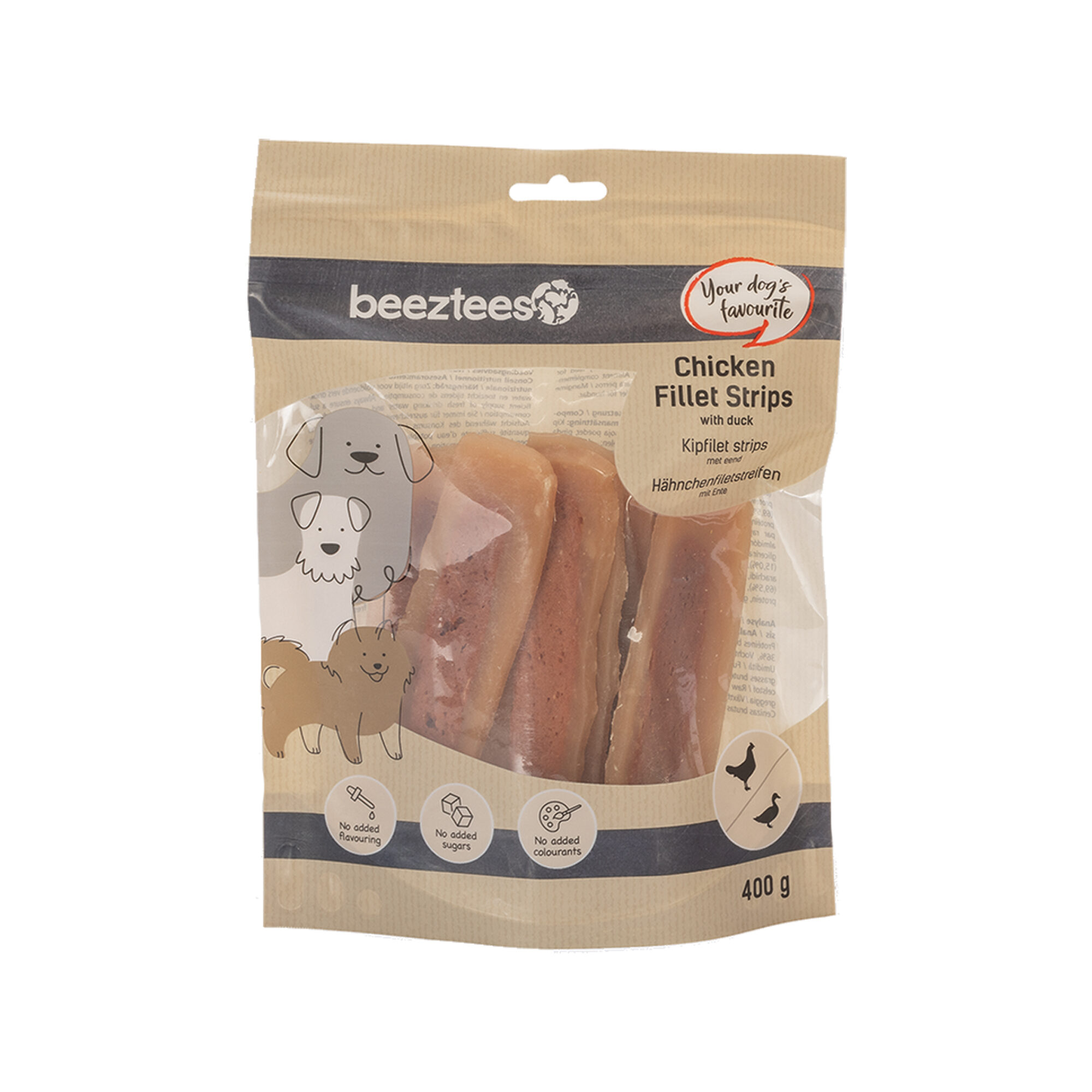 Beeztees Hühnerfilet-Streifen mit Ente - 400 g