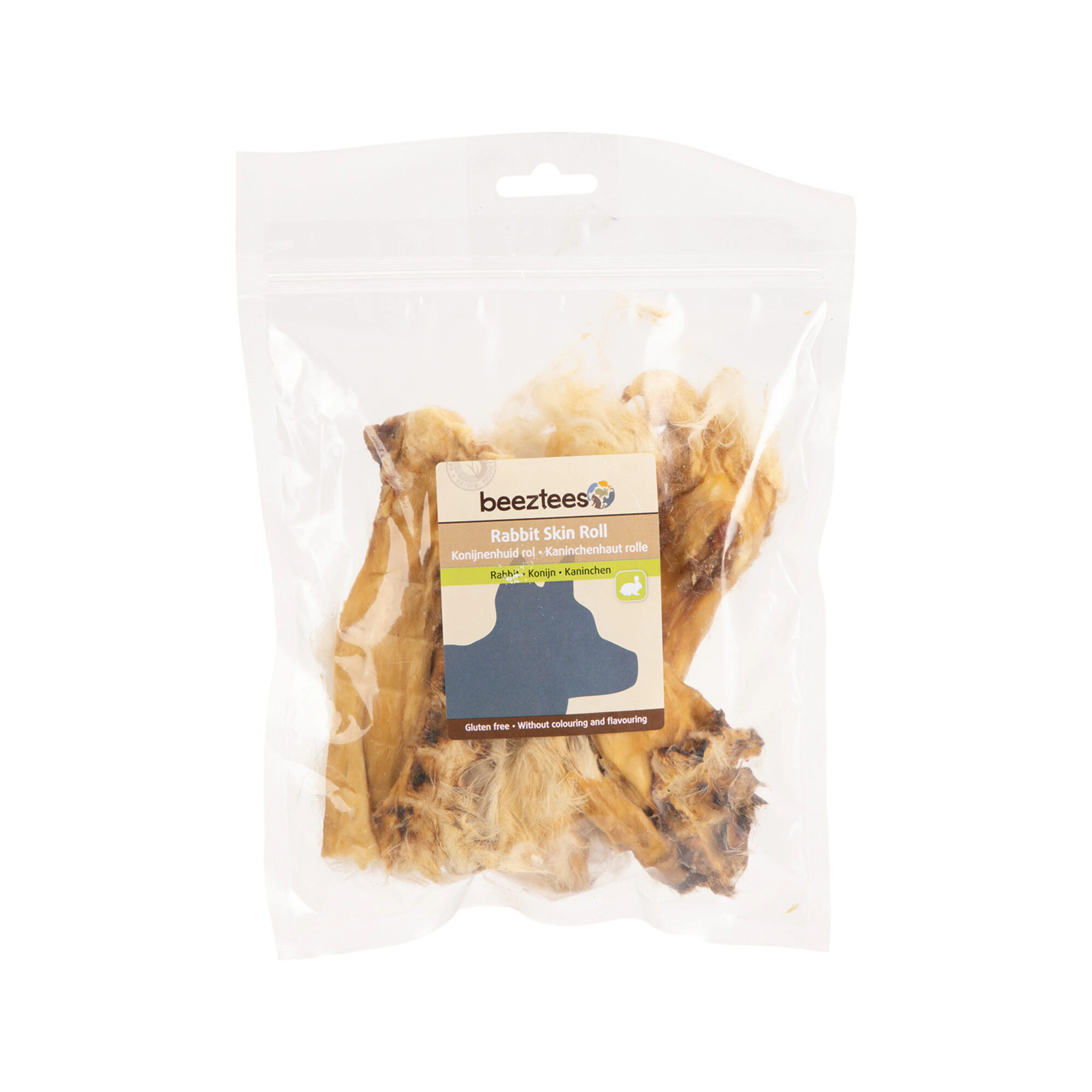 Beeztees Rouleaux de Peau de Lapin avec Poil - 100 g