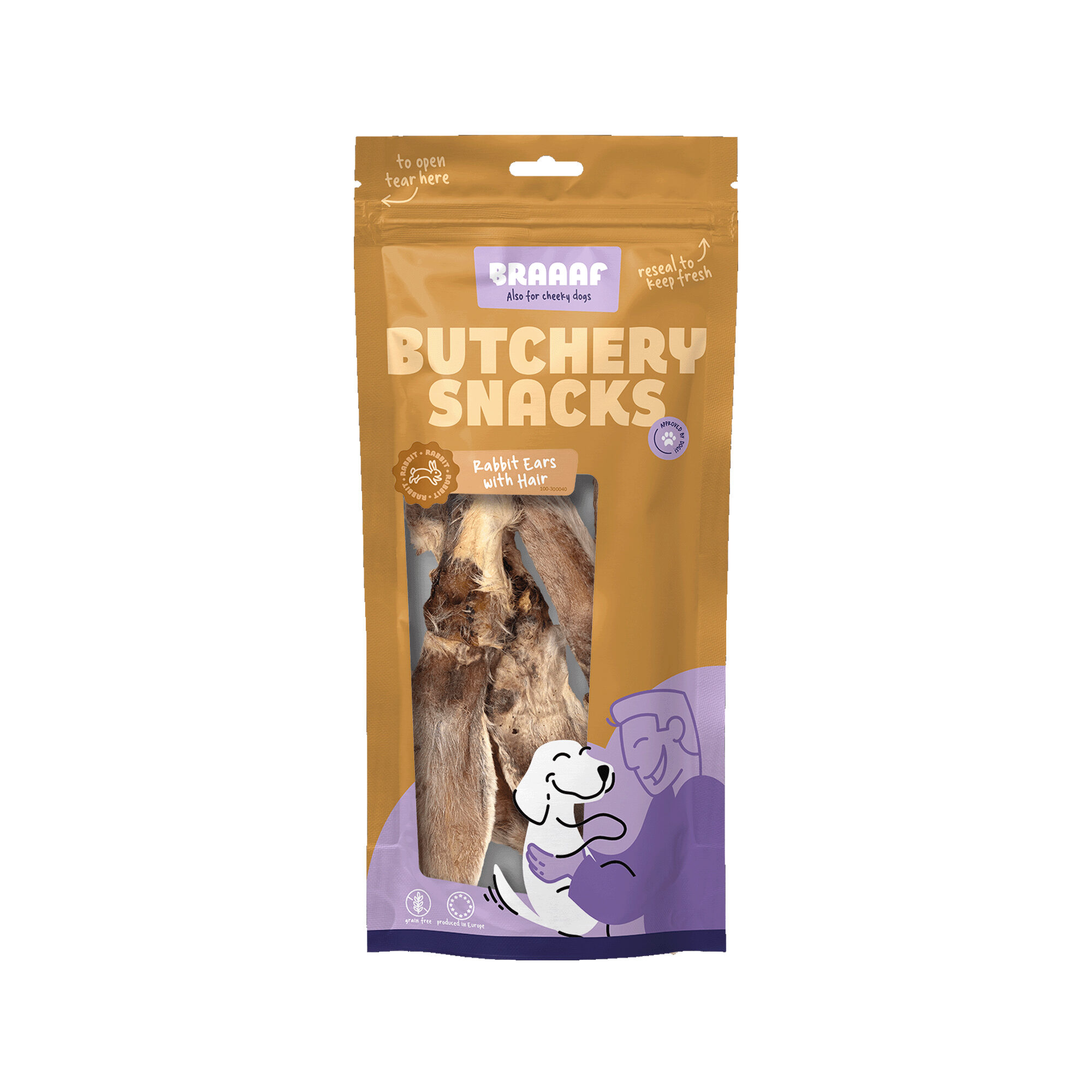 Braaaf Kaninchenohren mit Haar - 80 g