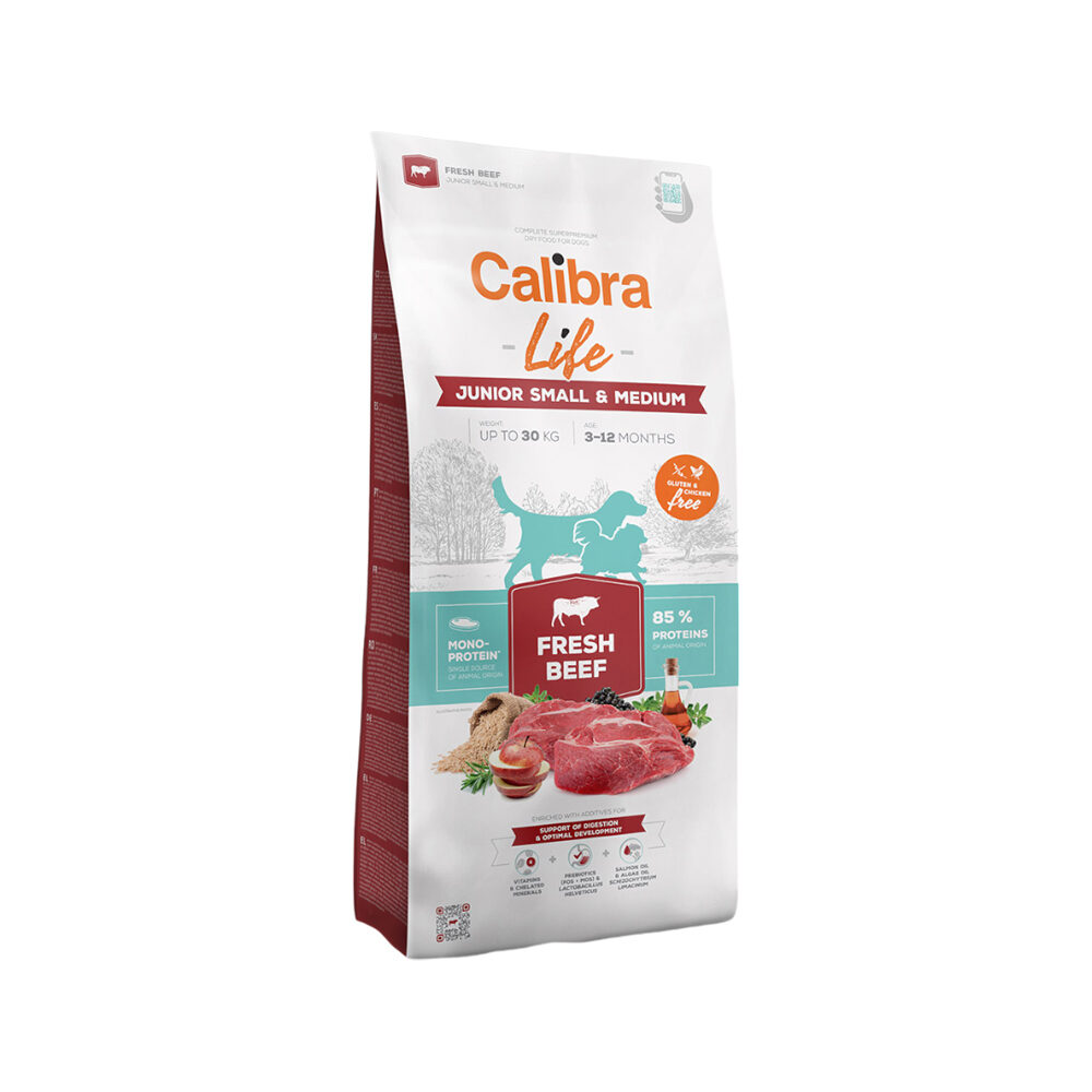 Calibra Dog Life Junior Small & Medium Breed - Oksekød - 12 kg