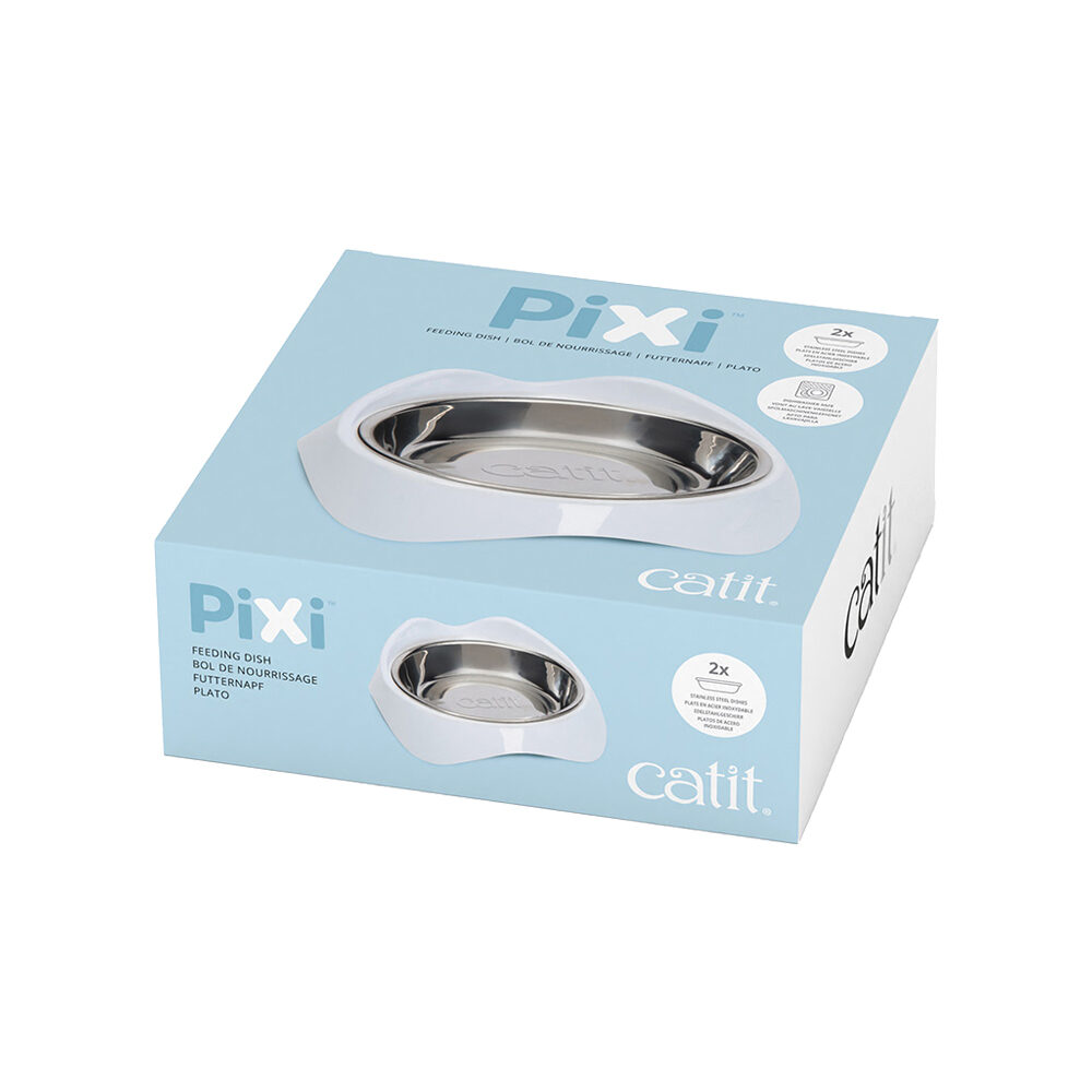 Catit Pixi Dish - 2x200ml - 16x13x5,7cm - wit/zilver