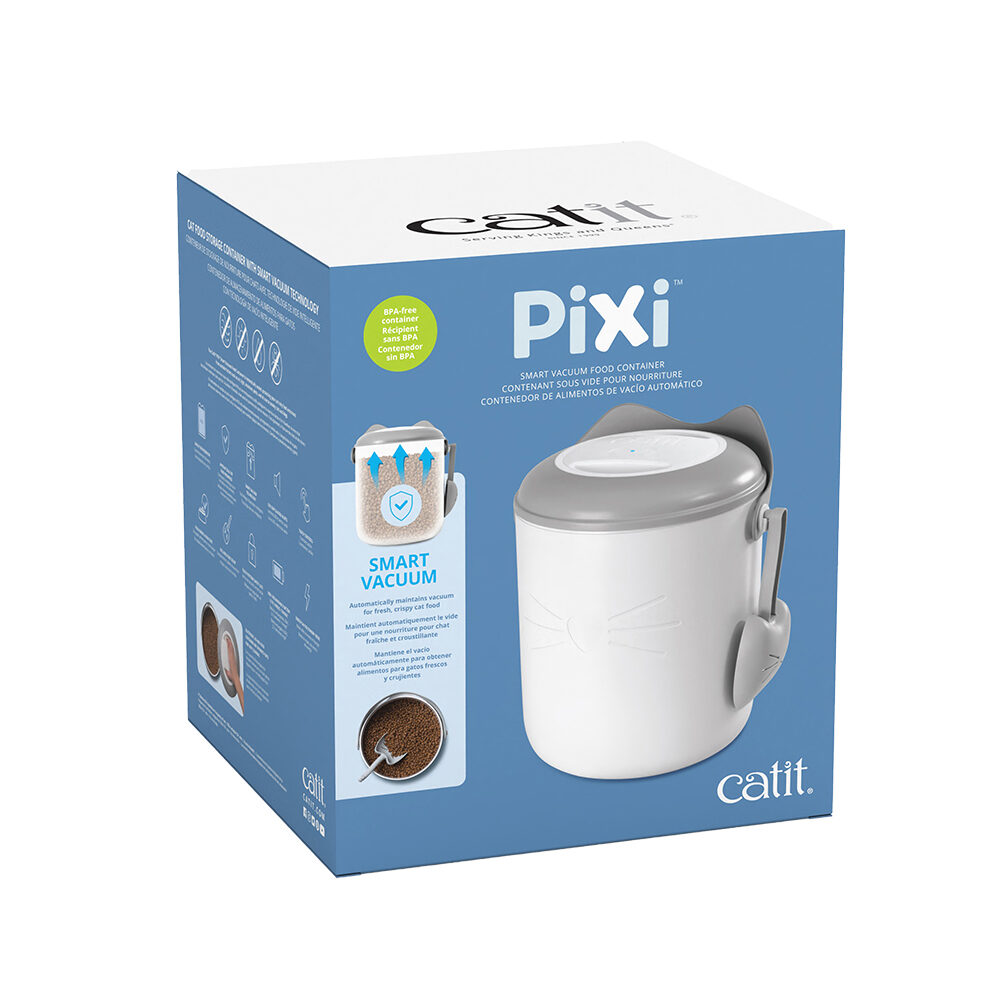 Catit Pixi Vacuum Food Storage Bin 9,6L - 26 x 24,5 x 29,5 cm - wit/grijs