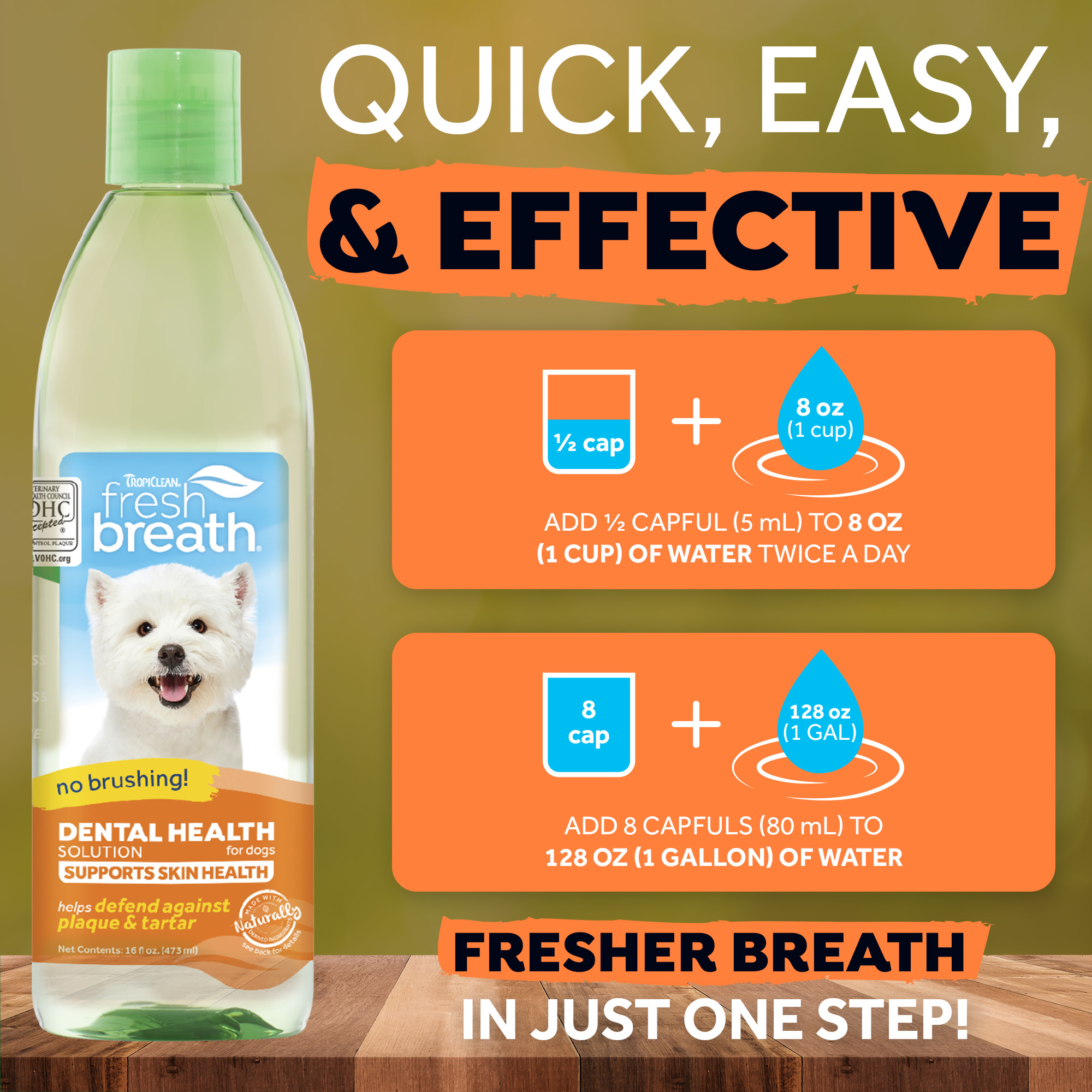 TropiClean Fresh Breath Plus Skin Coat Water Additive Dog Order Vetsend