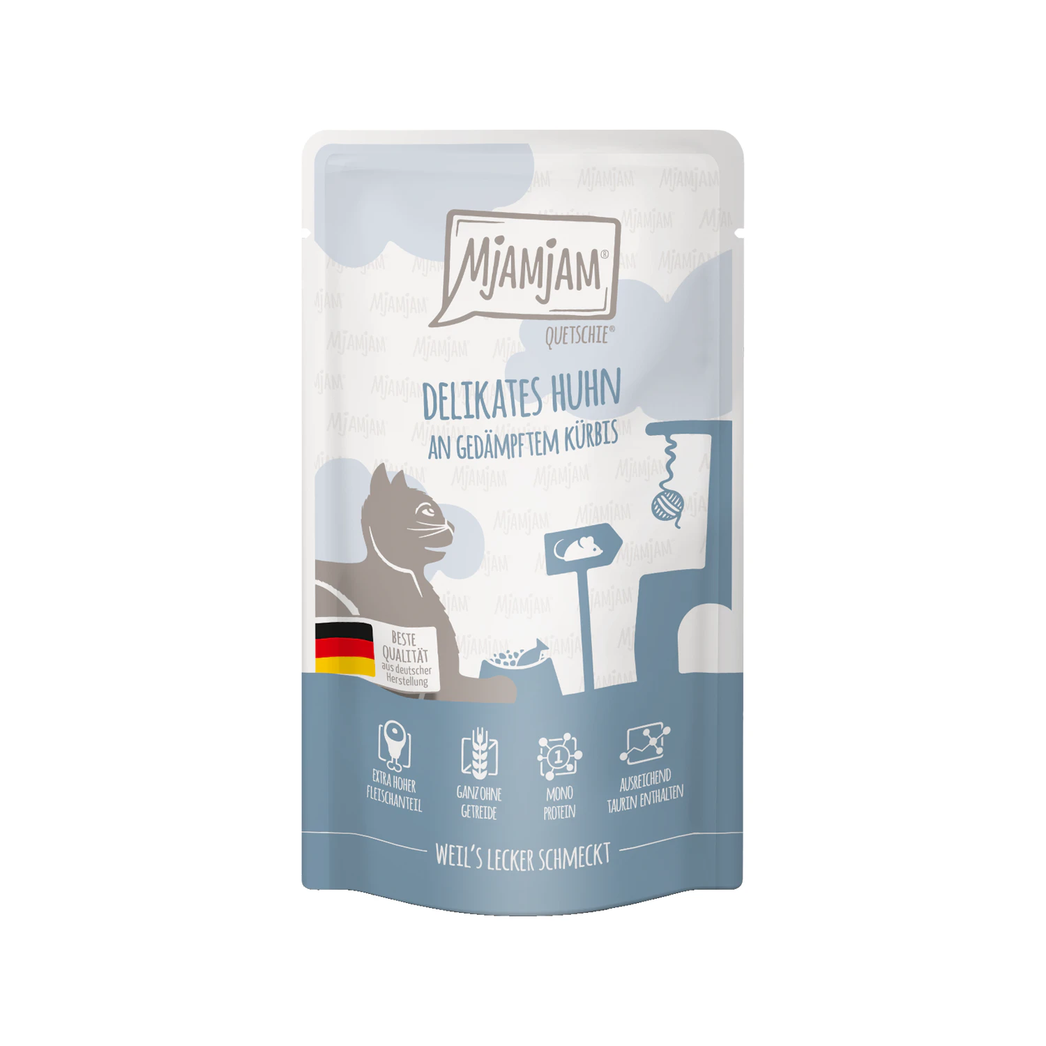 MjaMjaM Natvoer - Knijpzakje Adult Cat - Kip met pompoen - 3 x 125 g