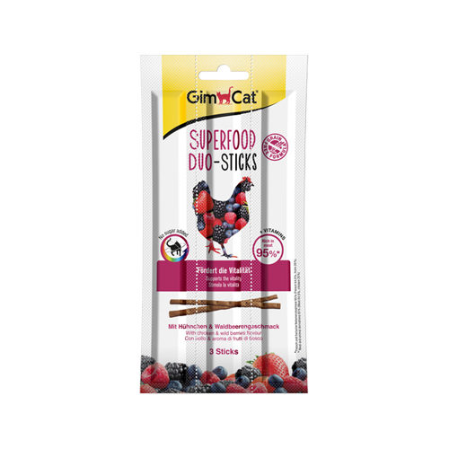 GimCat Superfood Duo-Sticks - Poulet et fruits sauvages - 3 bâtonnets