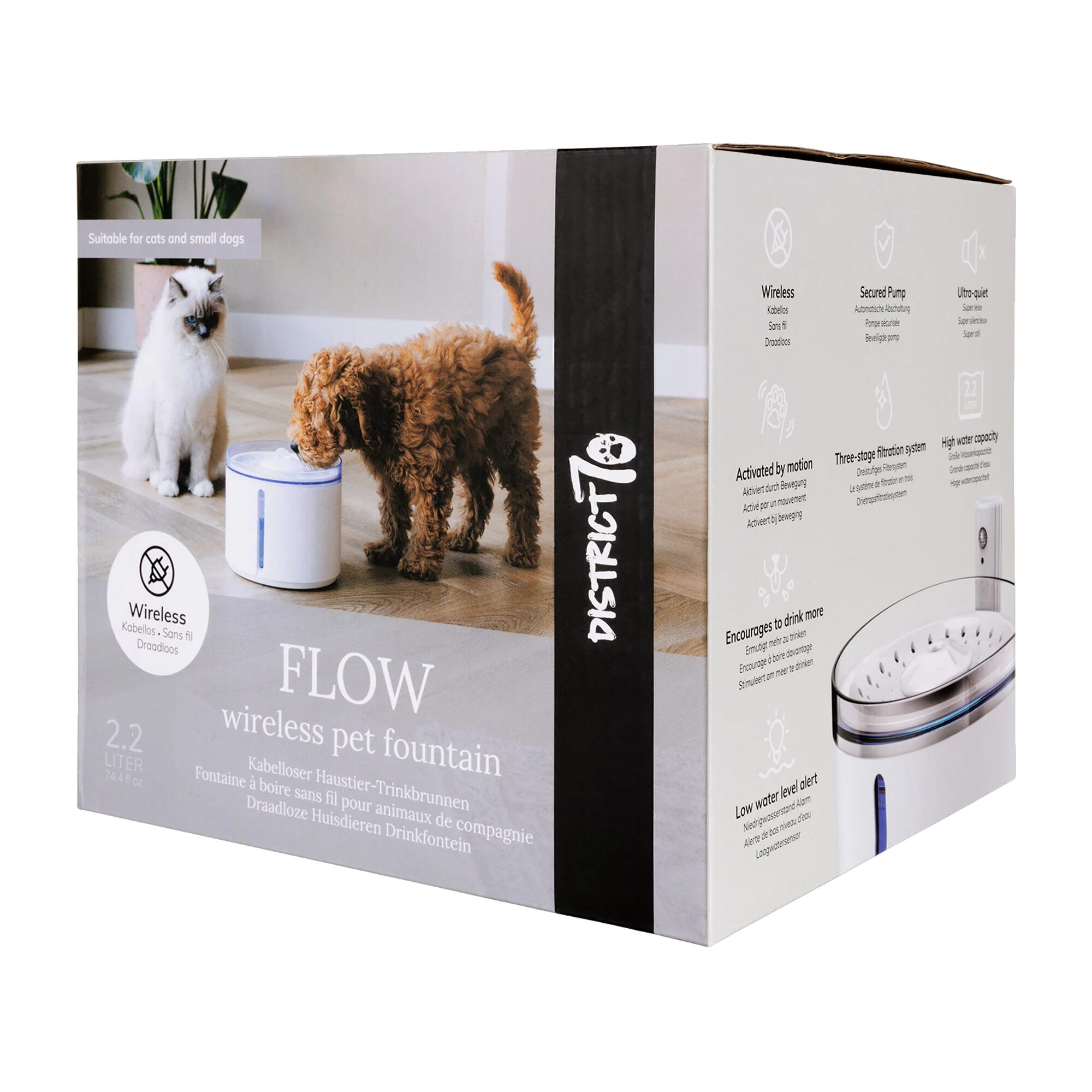 District 70 Flow Wireless Drinking Fountain - White