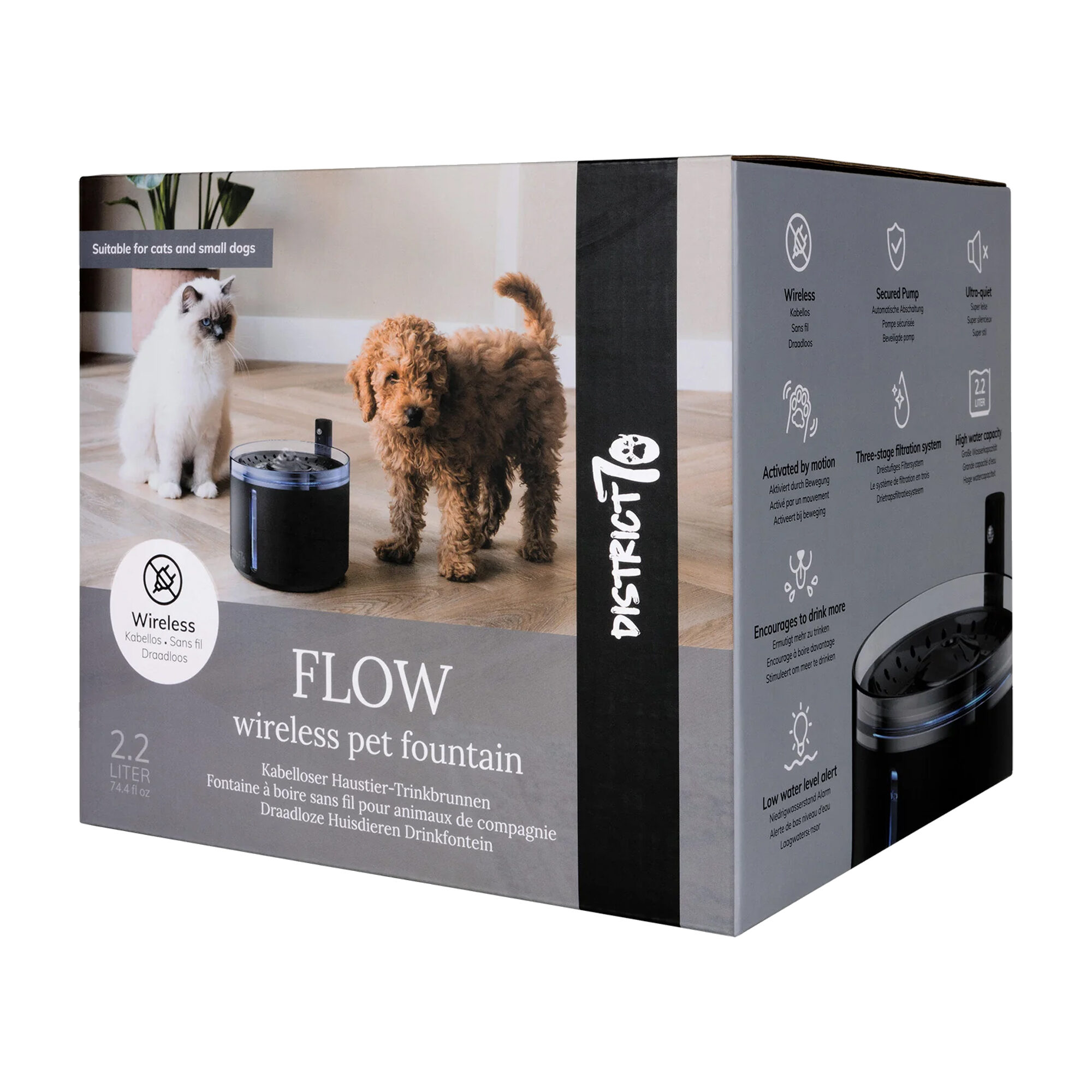 District 70 Flow Wireless Drinking Fountain - Black