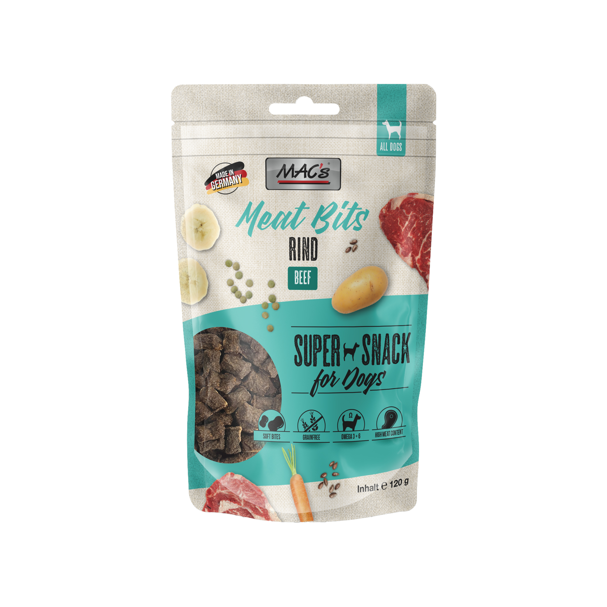 MAC's Meat Bits Hundesnacks - Rind - 120 g