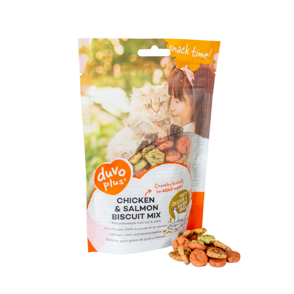 Duvo+ Snack Time! Cat snack - Chicken and salmon biscuit mix - 50 g