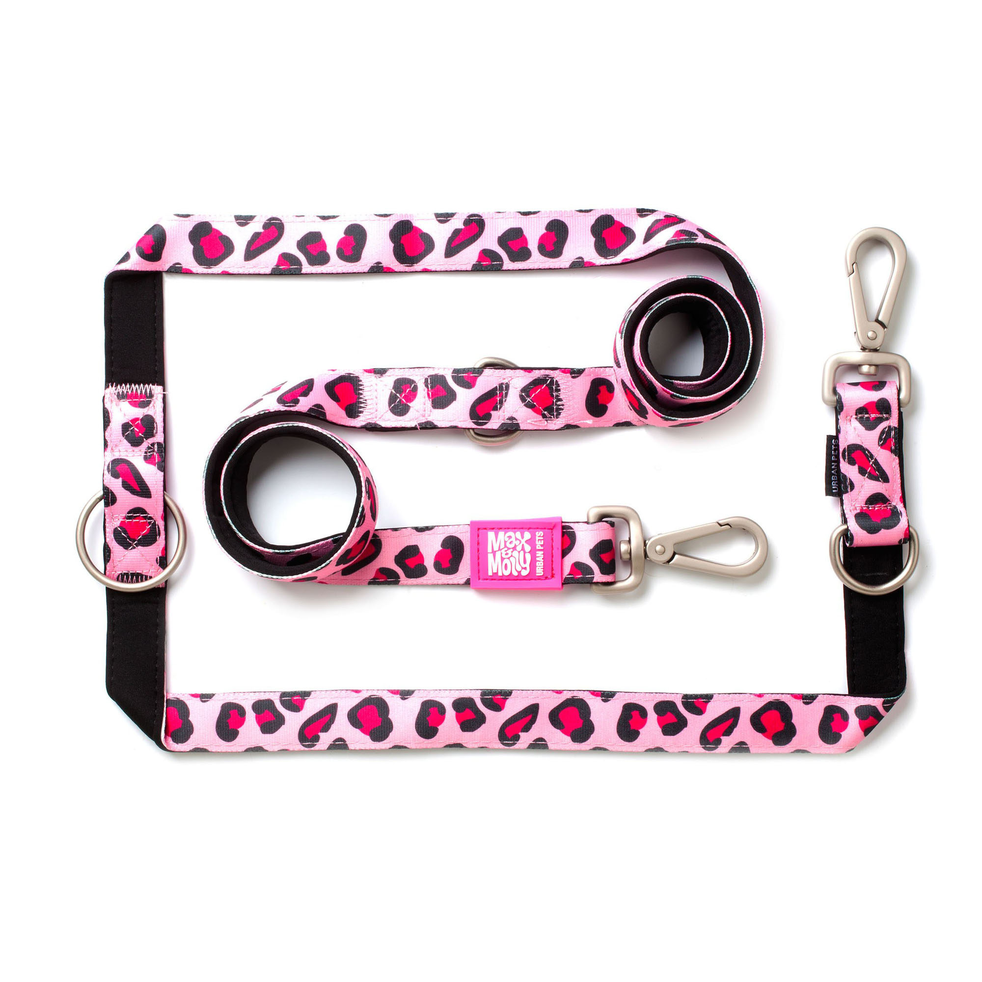 Max & Molly Multi-Function Hundeleine - Leopard Pink - S