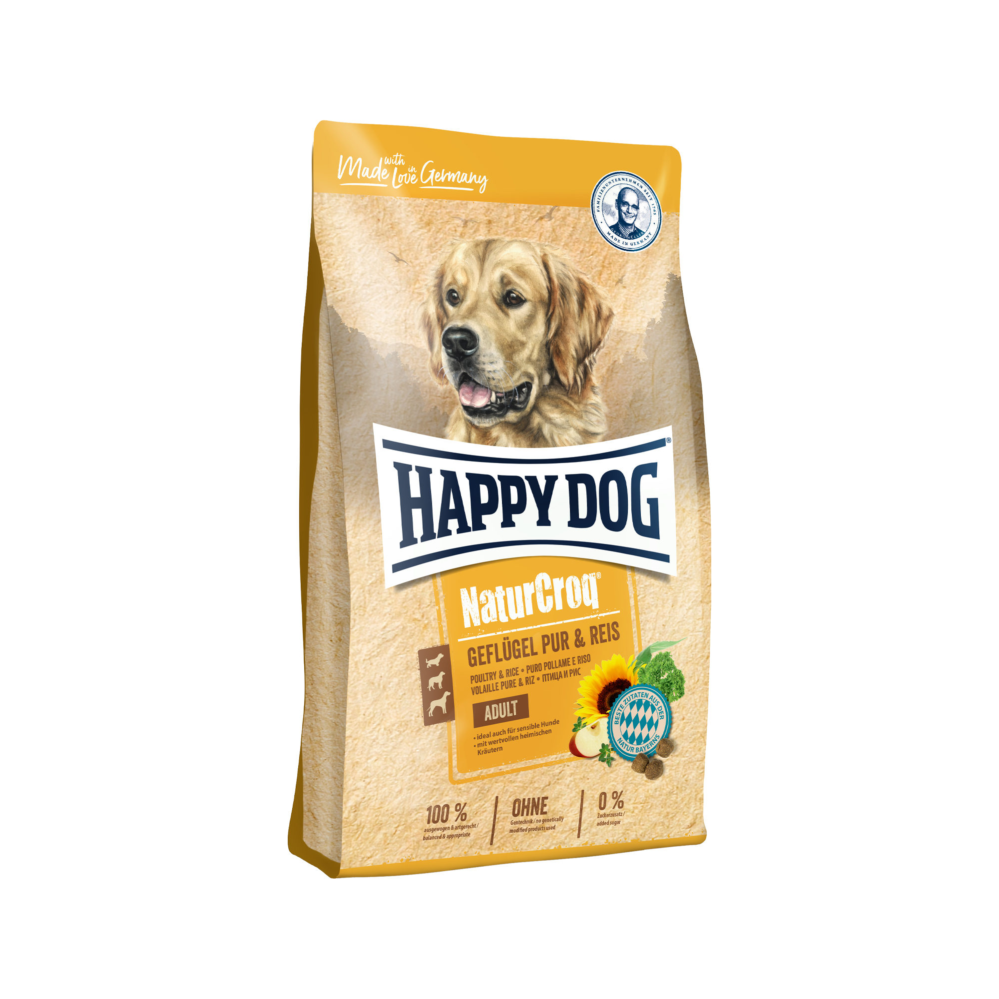 Happy Dog NaturCroq Hundefoder - Fjerkræ & Ris - 4 kg