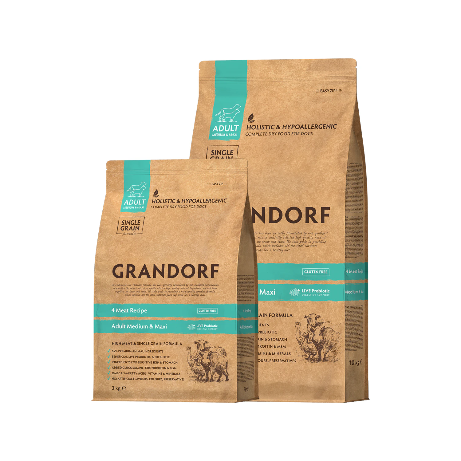 Grandorf Medium & Maxi Breeds Adult - 4 Meat - Hundefutter