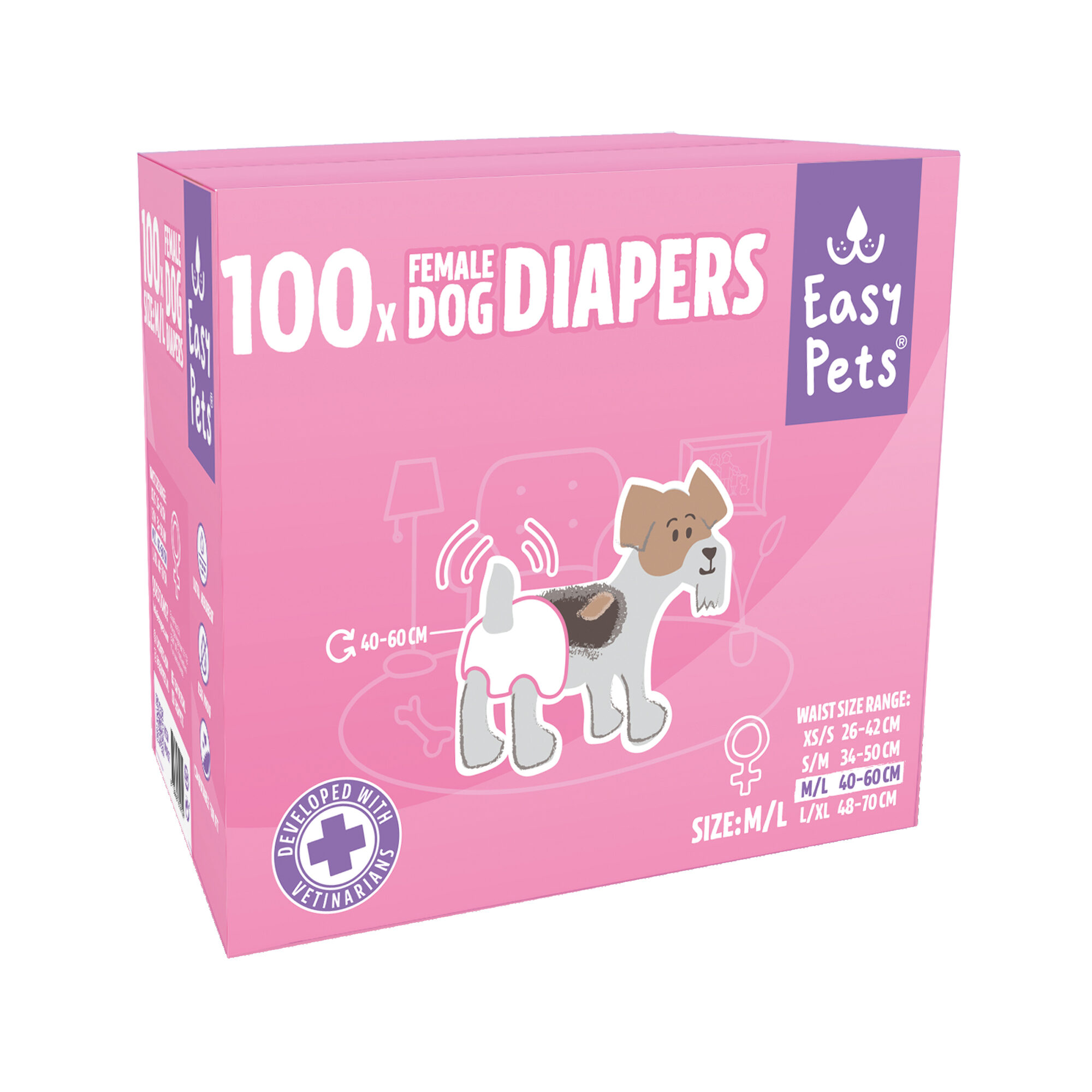 EasyPets Hundewindeln für Hündinnen - M/L - 100 Stück