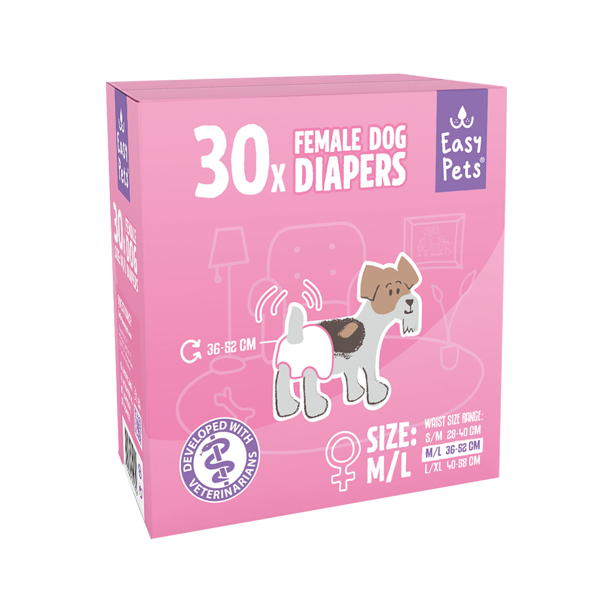 EasyPets Hundewindeln für Hündinnen - M/L - 30 Stück