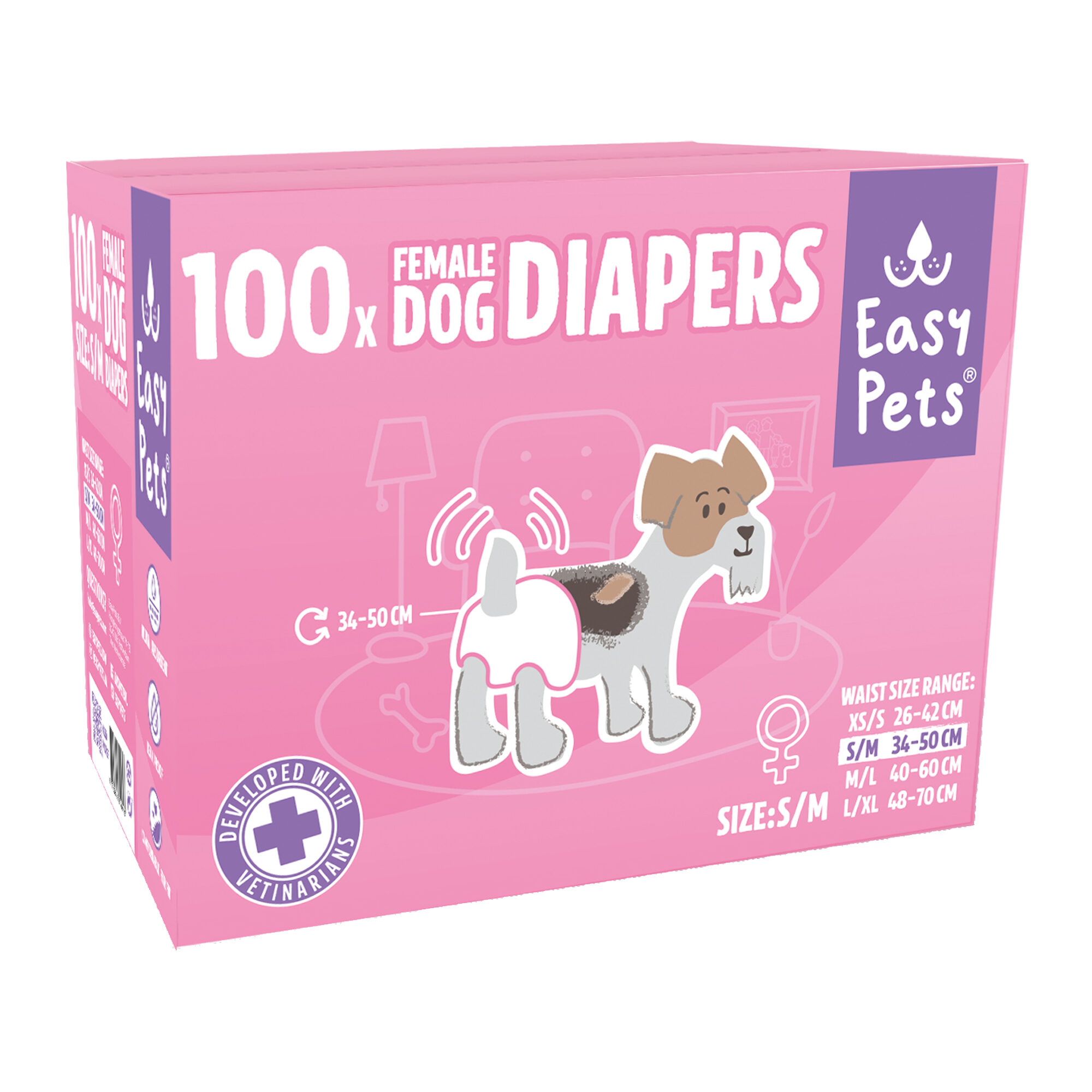 EasyPets Hundewindeln für Hündinnen - S/M - 100 Stück