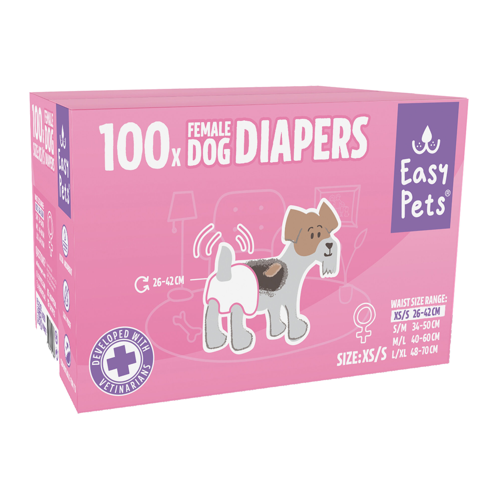 EasyPets Hundewindeln für Hündinnen - XS/S - 100 Stück