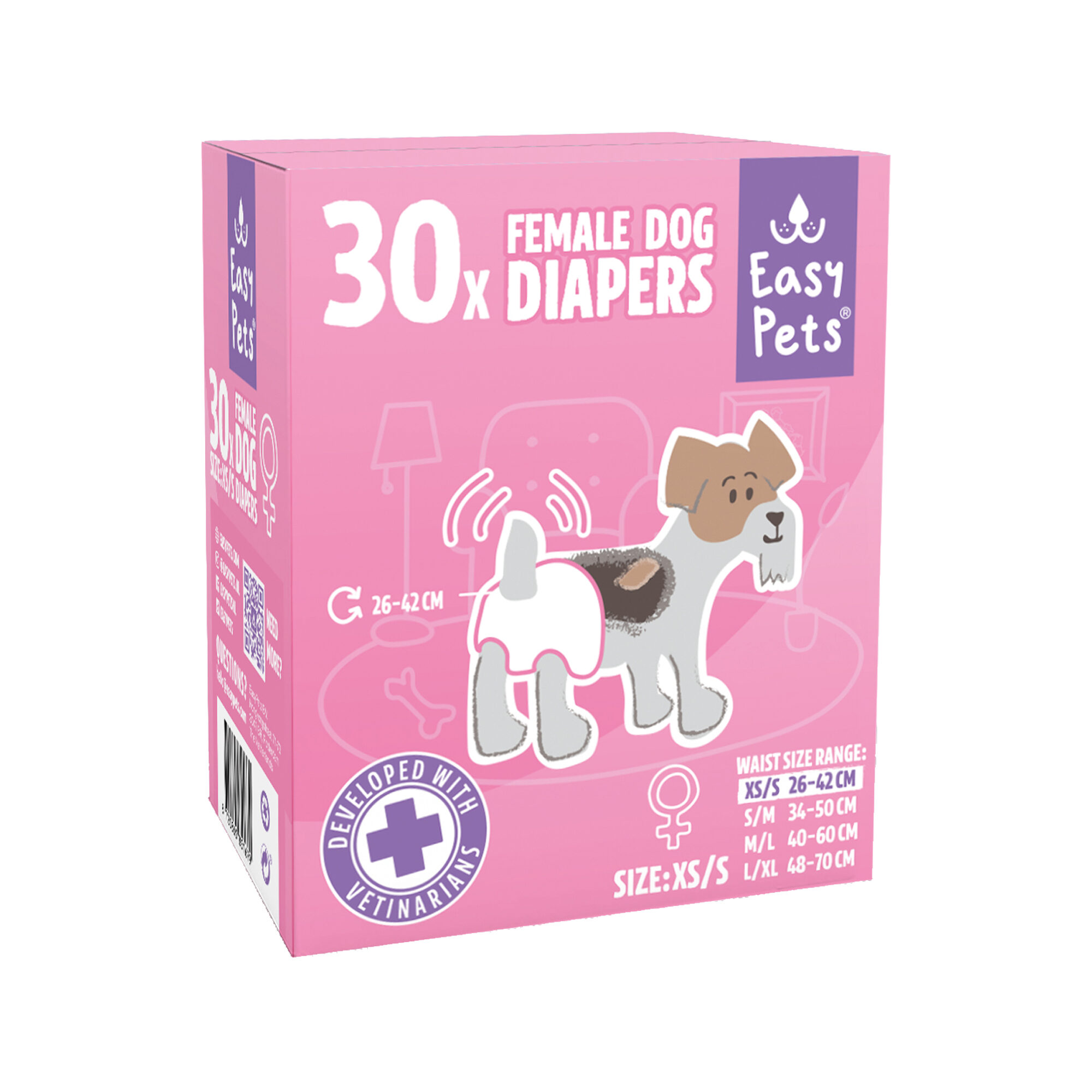 EasyPets Hundewindeln für Hündinnen - XS/S - 30 Stück