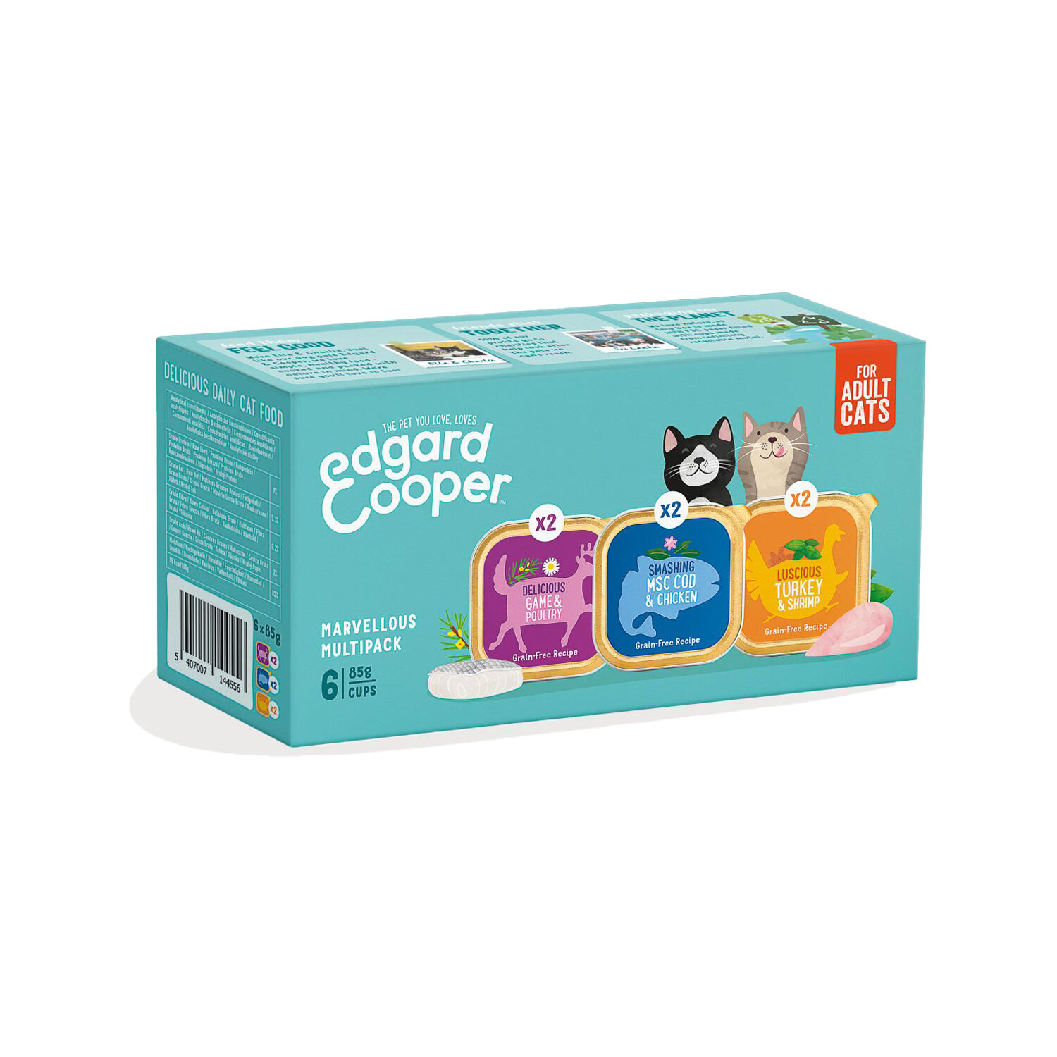 Edgard & Cooper Multipack Katzenfutter - Schälchen - Kabeljau/Wild & Pute