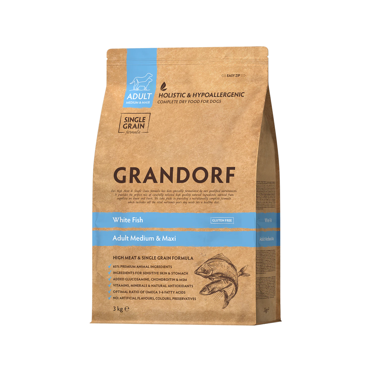 Grandorf Medium & Maxi Breeds Adult - Hvidfisk - Hundefoder