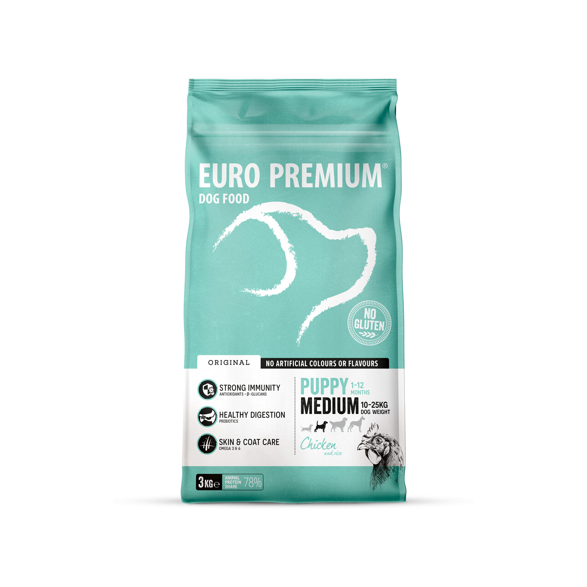 Euro Premium Medium Puppy - Kip en Rijst
