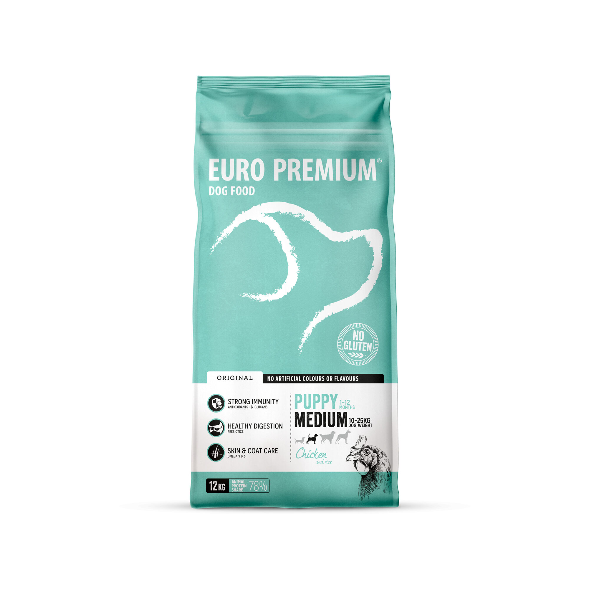 Euro Premium Medium Puppy - Kip en Rijst - 12 kg