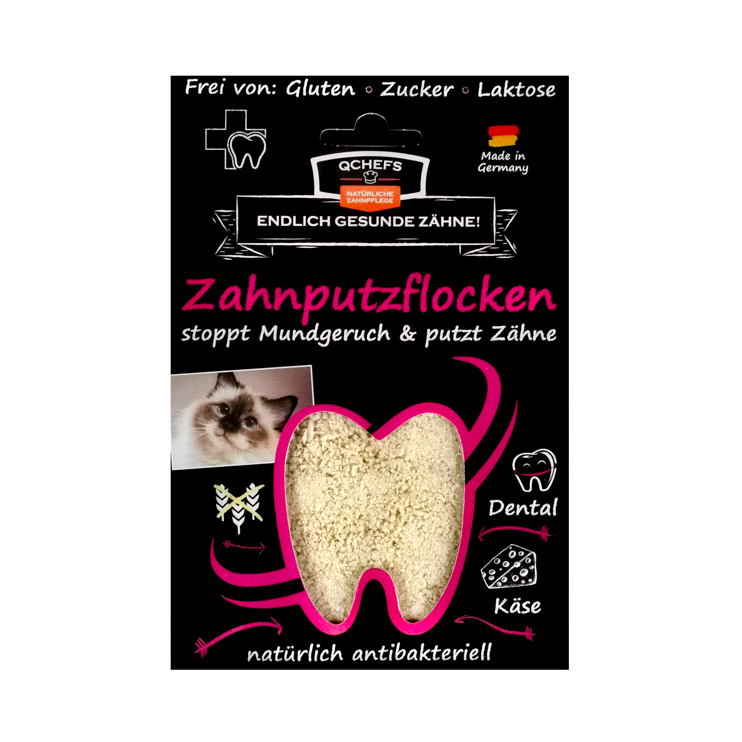 Qchefs Zahnputzflocken Katze