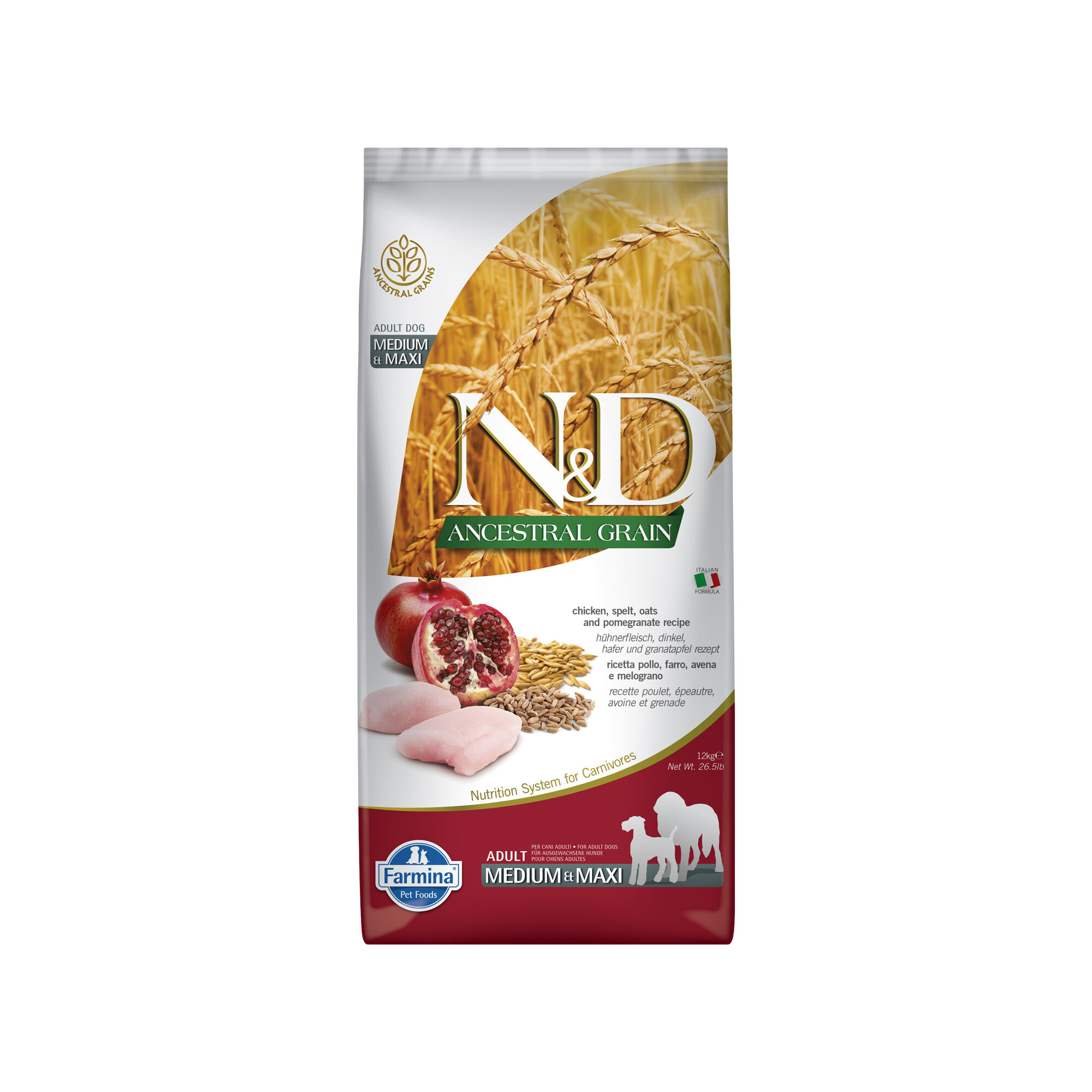 Farmina N&D Ancestral Grain Kylling Adult Dog Medium & Maxi - 12 kg
