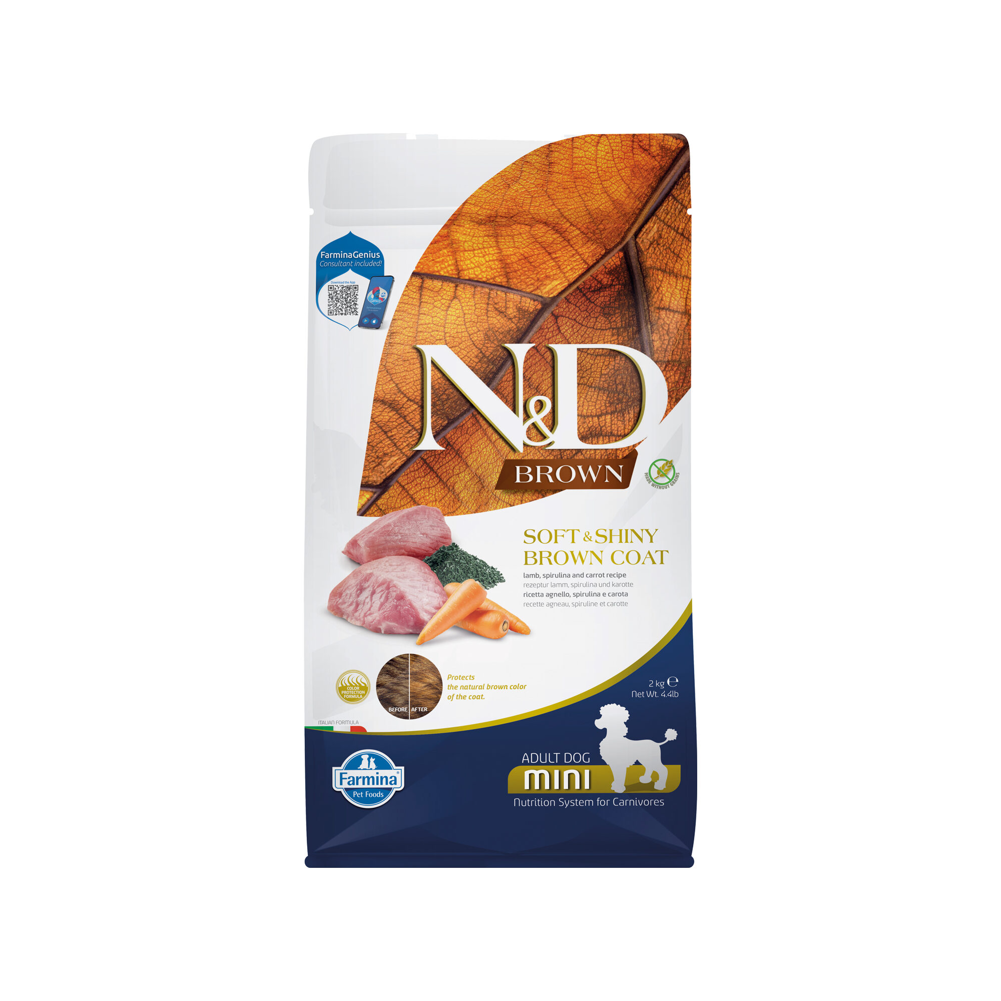Farmina N&D Brown Lam, Spirulina og Gulerod Adult Dog Mini - 2 kg