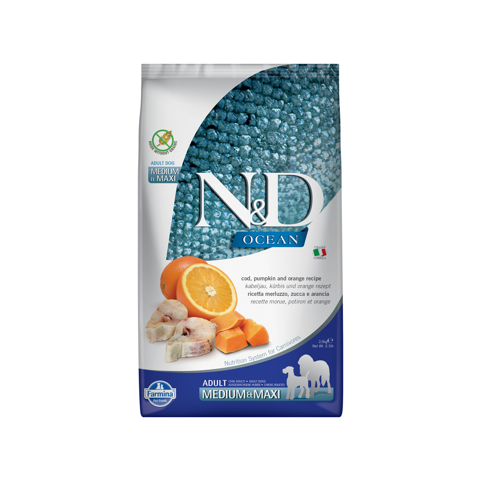 Farmina N&D Ocean Torsk, Græskar og Appelsin Adult Dog Medium & Maxi