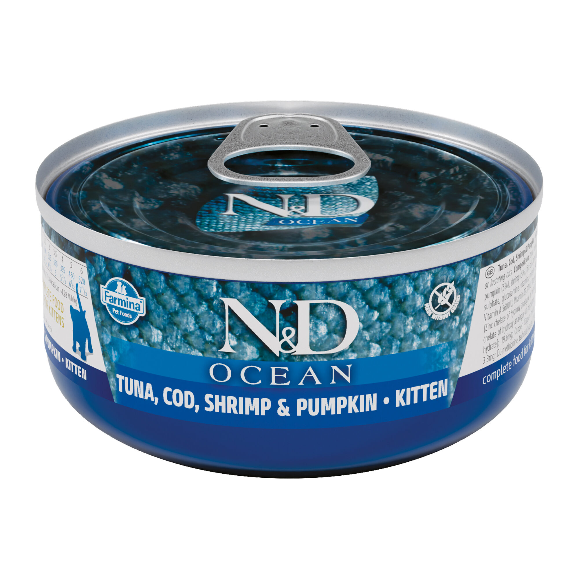 Farmina N&D Ocean Kitten - Thunfisch, Kabeljau, Garnelen & Kürbis - 24x70 g