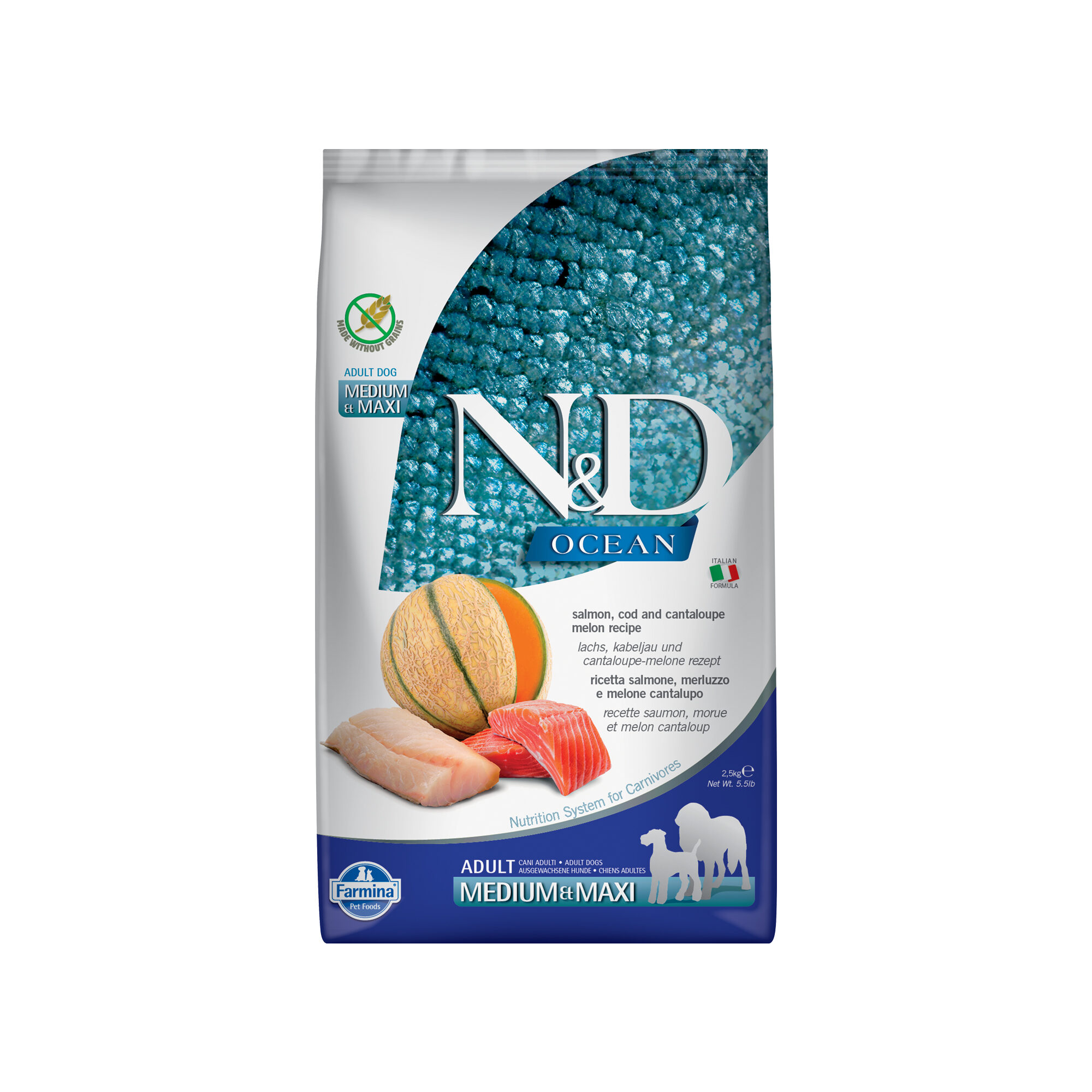 Farmina N&D Ocean Lachs und Kabeljau Adult Dog Medium & Maxi - 2,5 kg