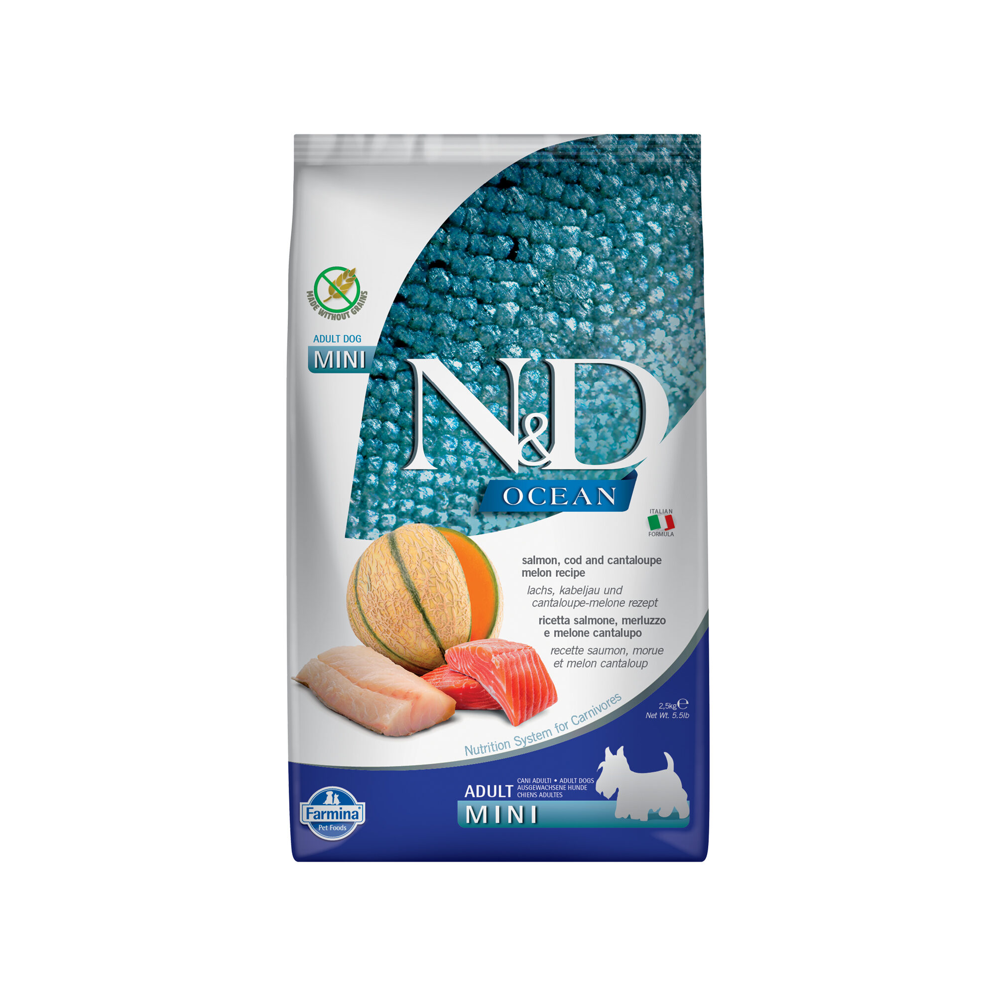 Farmina N&D Ocean Lachs, Kabeljau und Melone Adult Dog Mini - 2,5 kg
