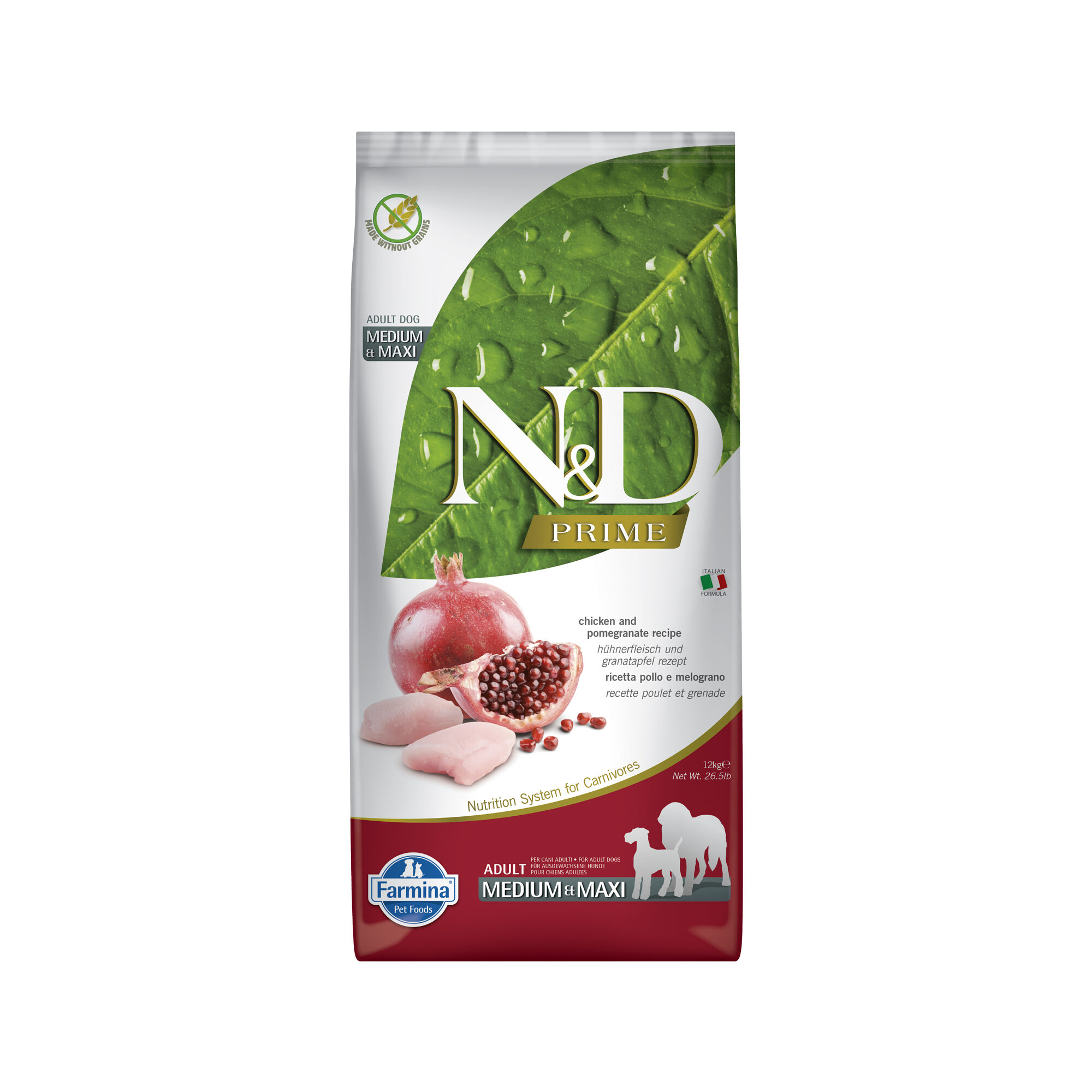 Farmina N&D Prime Adult Medium & Maxi Hundefutter - Huhn und Granatapfel
