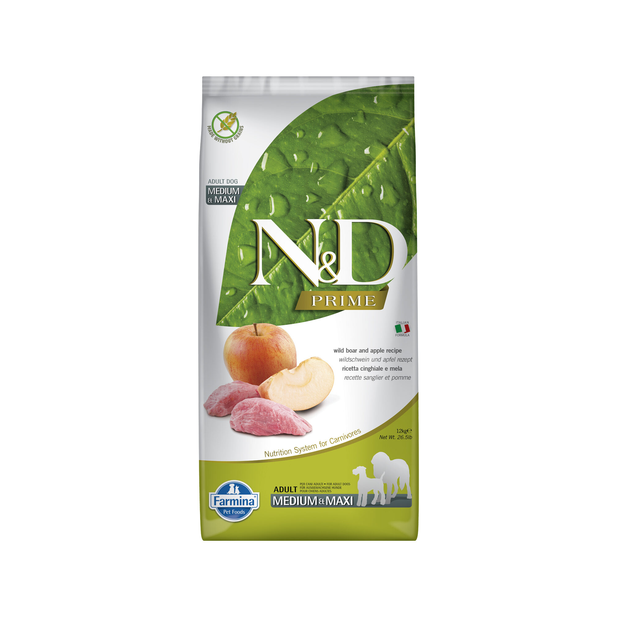 Farmina N&D Prime Voksenfoder til Mellemstore & Store Hunde - Vildsvin og Æble