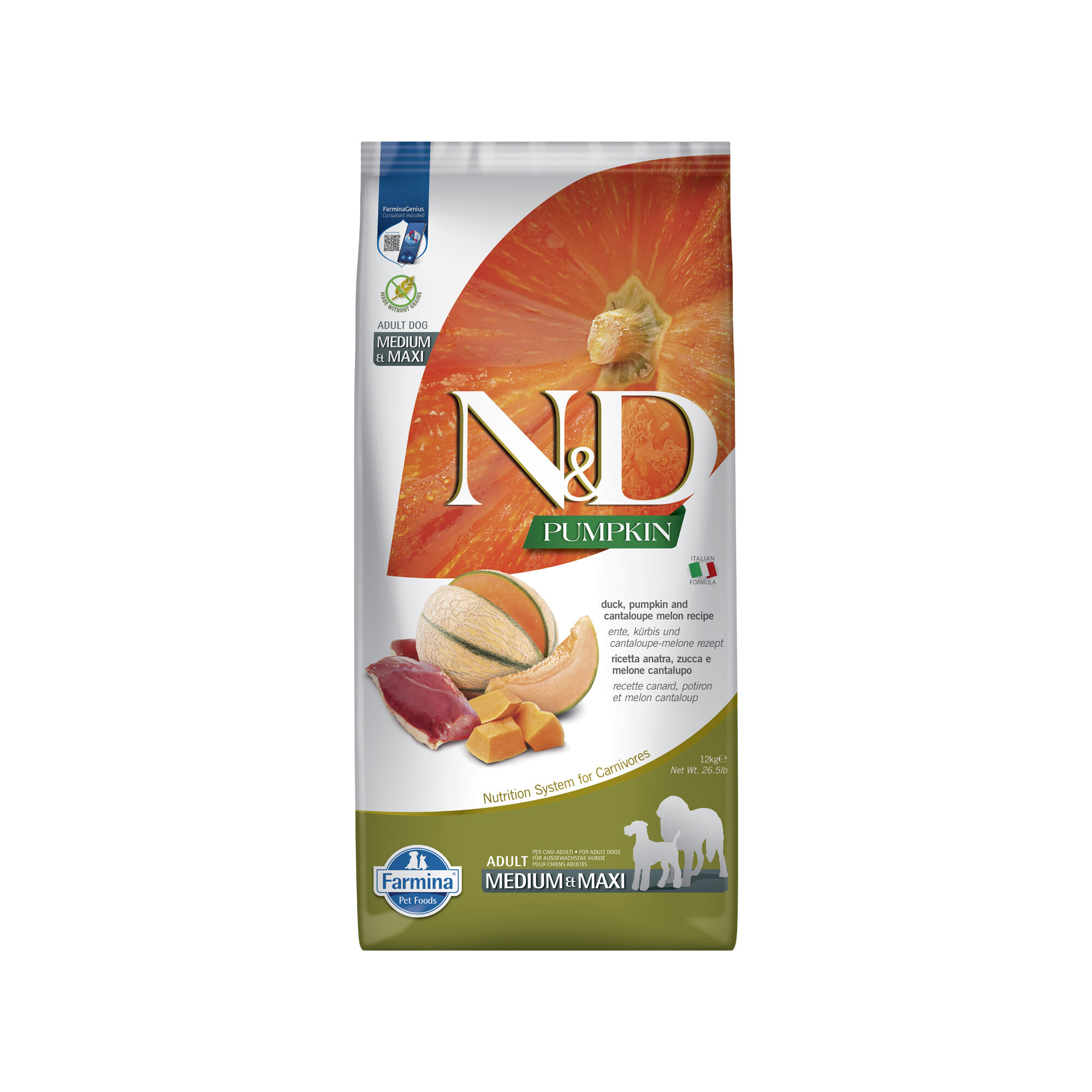 Farmina N&D Pumpkin Ente und Melone Adult Dog Medium & Maxi - 12 kg