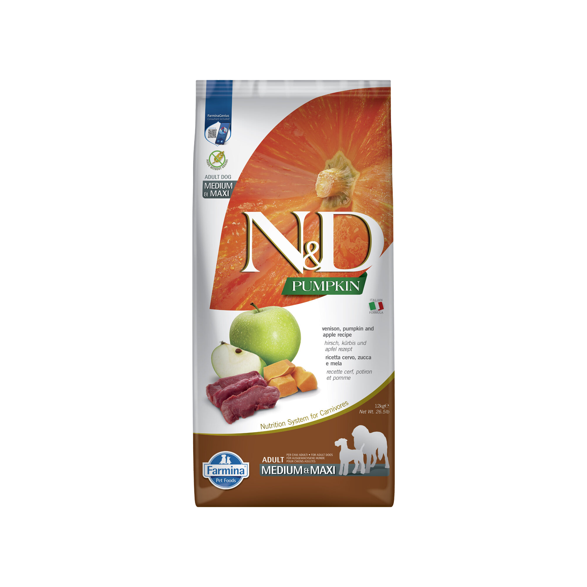 Farmina N&D Pumpkin Hirsch und Apfel Adult Dog Medium & Maxi - 12 kg