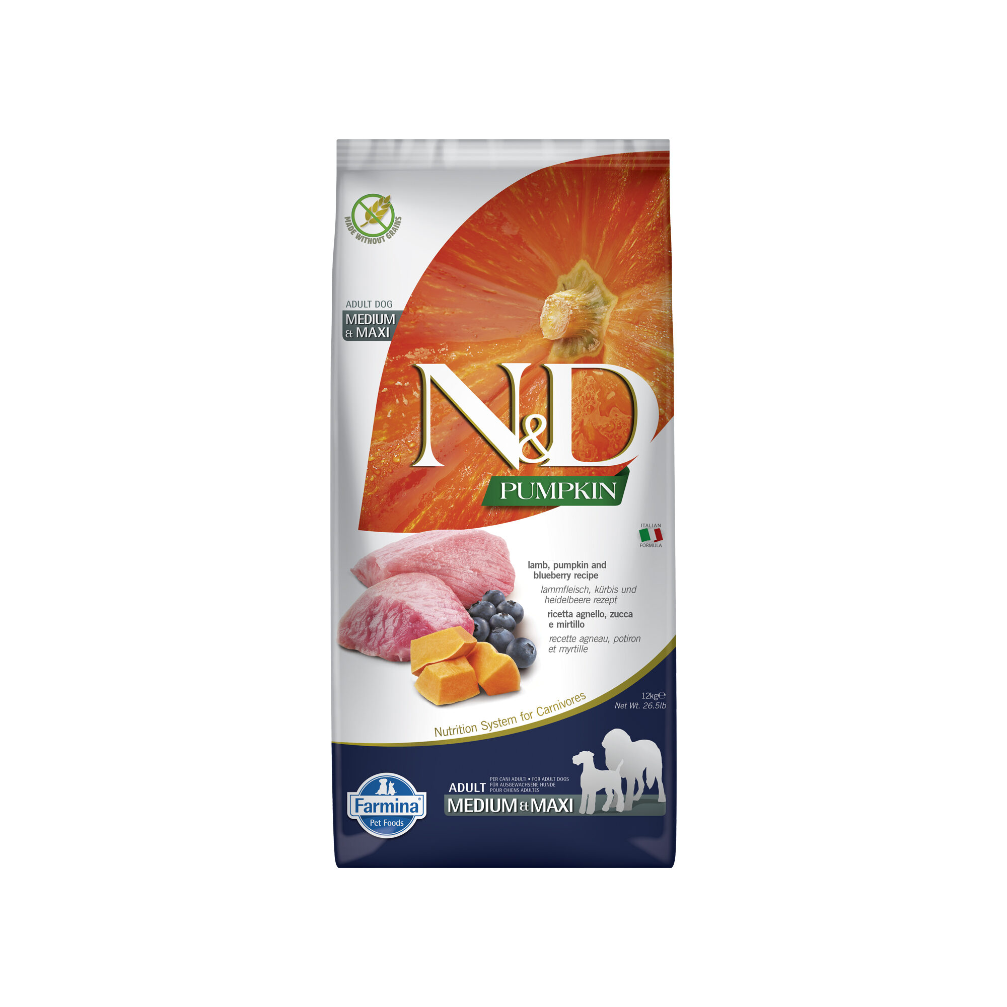 Farmina N&D Pumpkin Lamm und Blaubeere Adult Dog Medium & Maxi - 12 kg