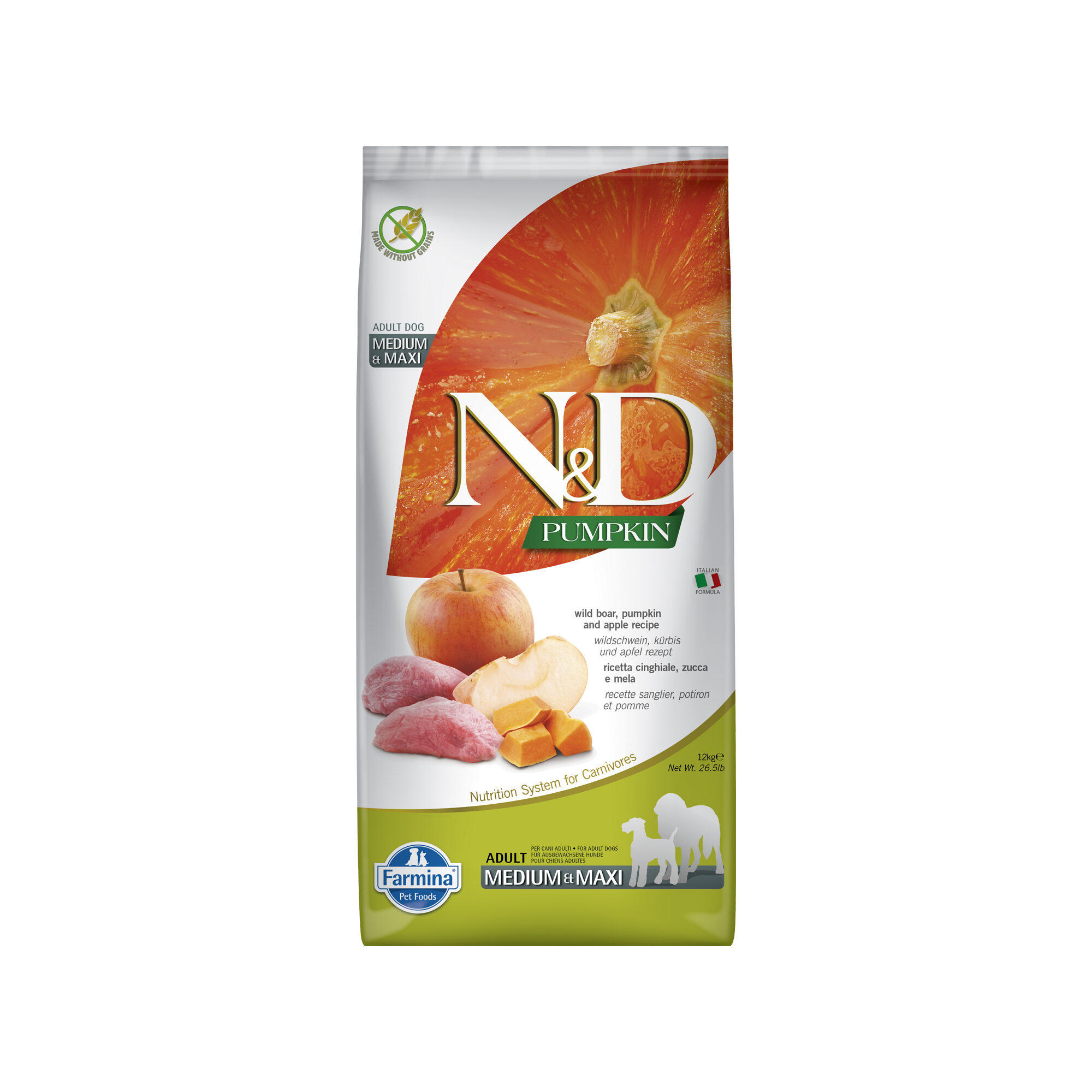 Farmina N&D Pumpkin Wildschwein und Apfel Adult Dog Medium & Maxi - 12 kg