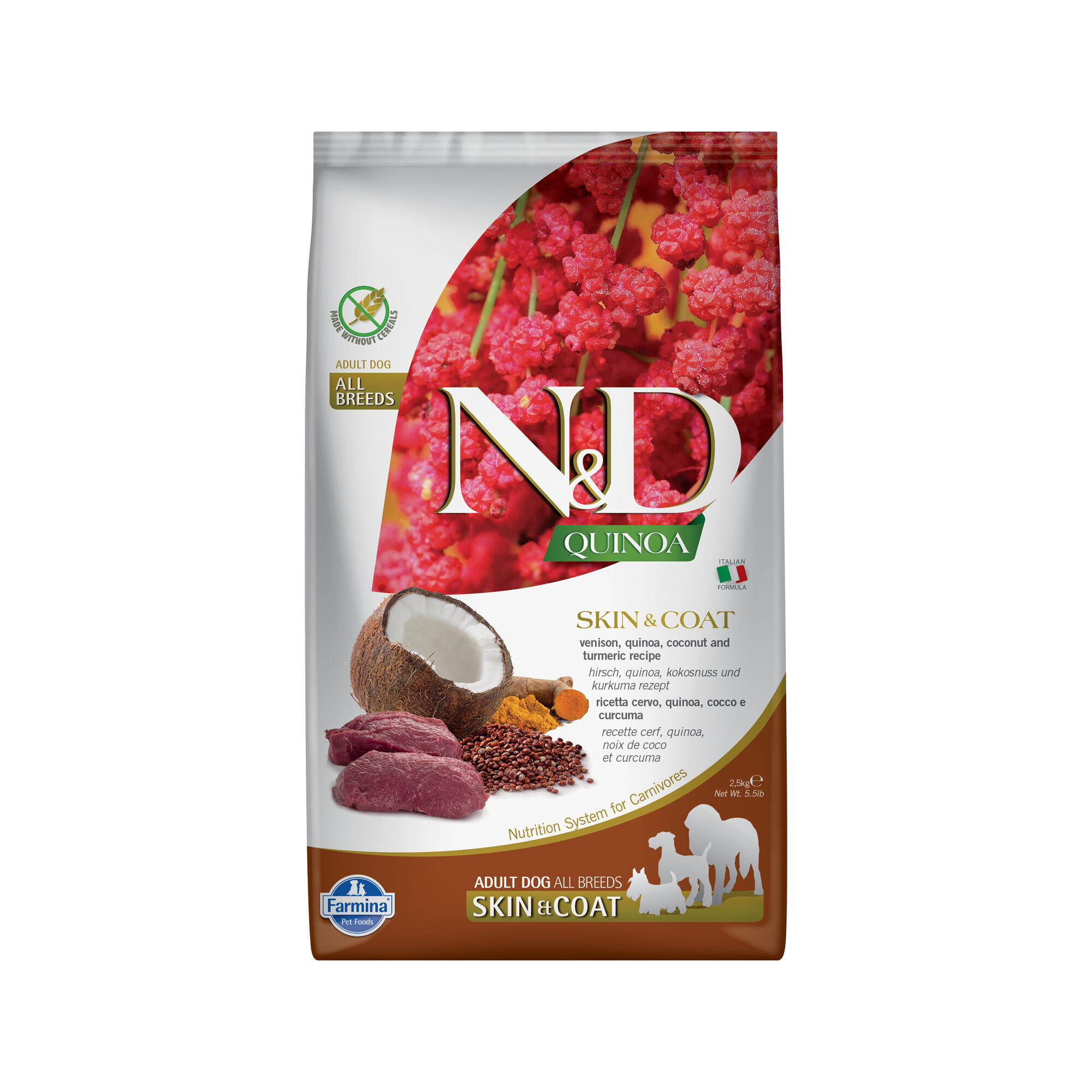 Farmina N&D Quinoa Skin & Coat Adult Medium & Maxi - Hirsch - 2,5 kg