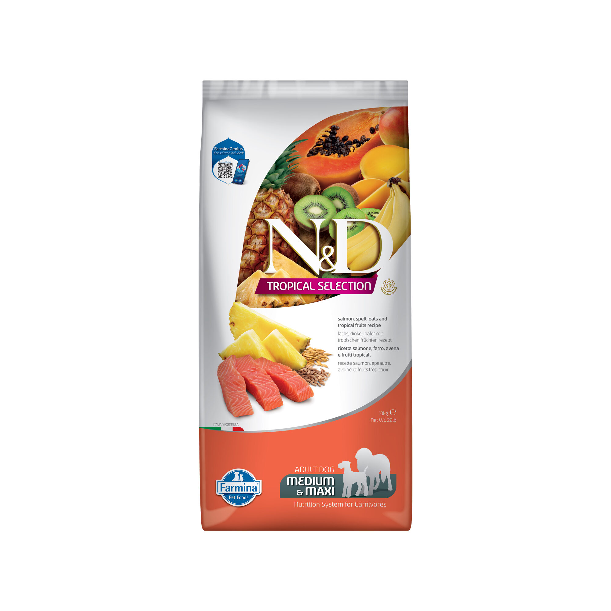 Farmina N&D Tropical Lachs Adult Dog Medium & Maxi - 10 kg
