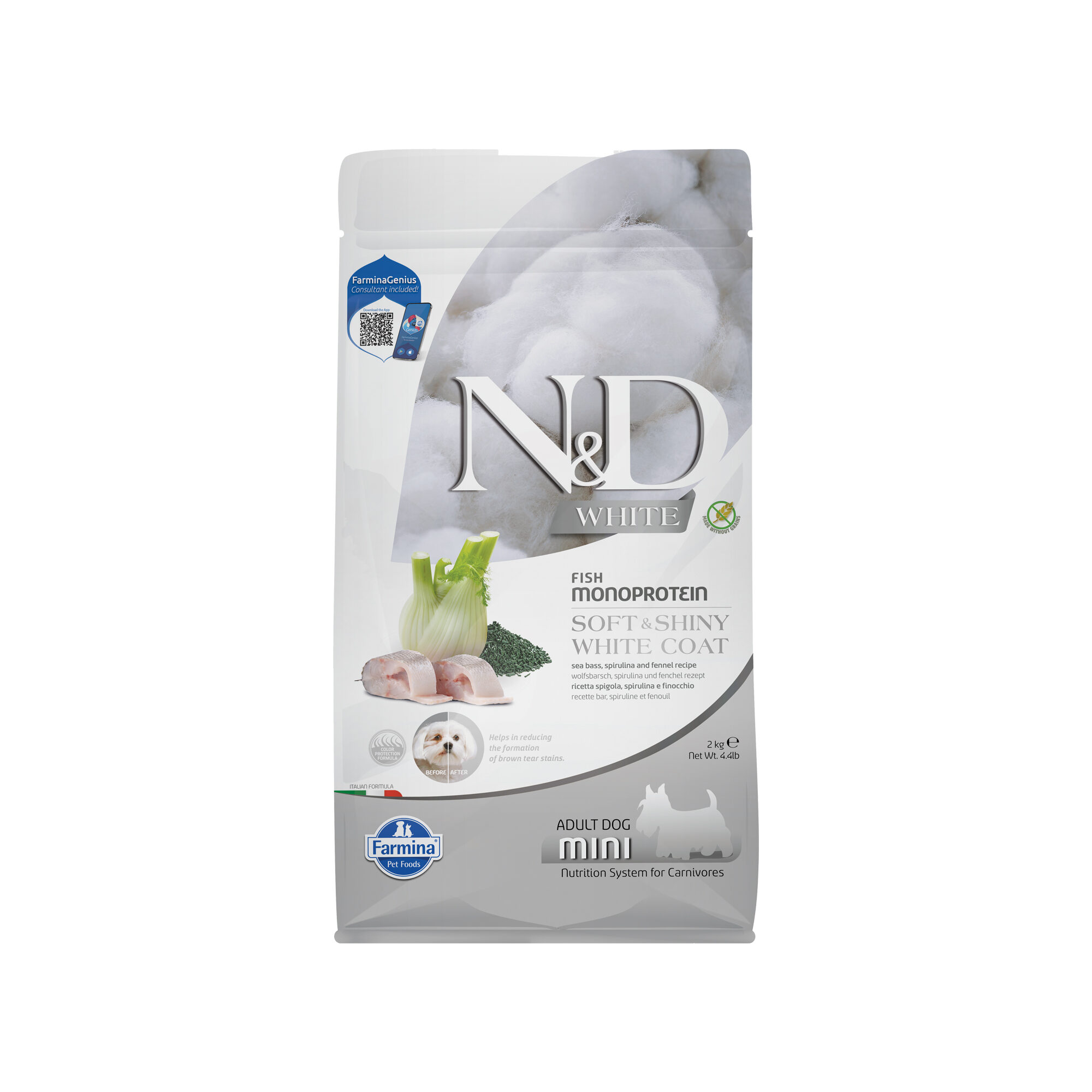 Farmina N&D White Adult Mini Hondenvoer - Sea Bass, Spirulina and Fennel