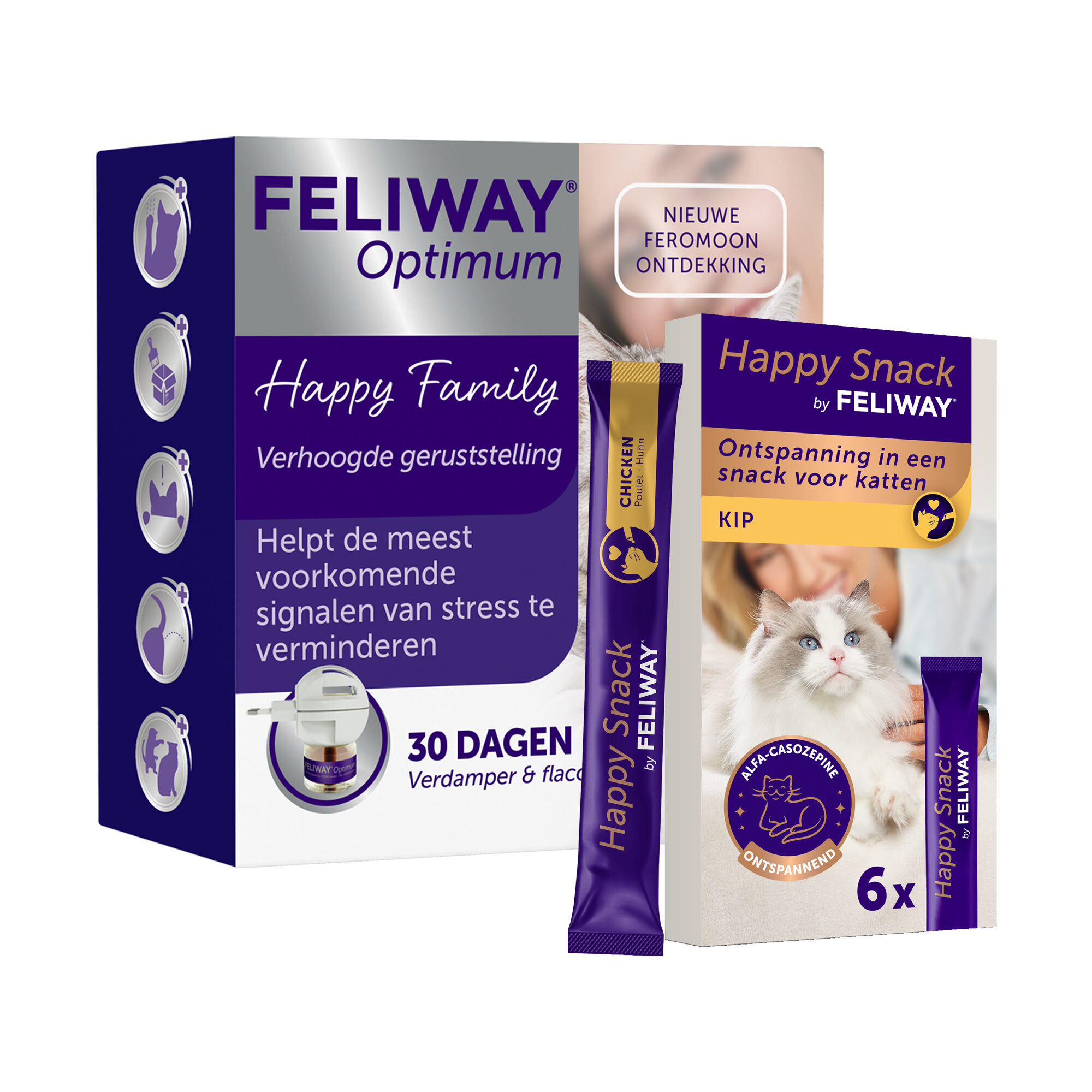 Feliway Optimum Startset + Happy Snack Kip