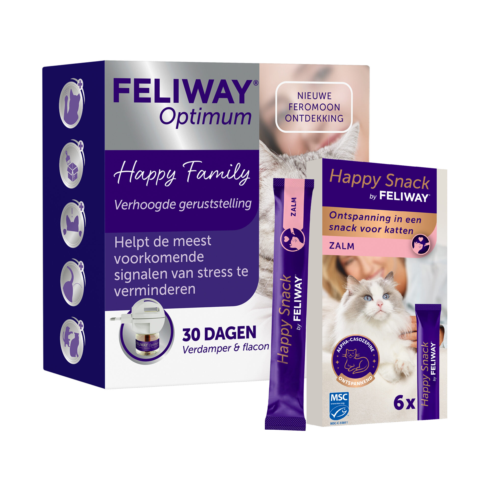 Feliway Optimum Startset + Happy Snack Zalm