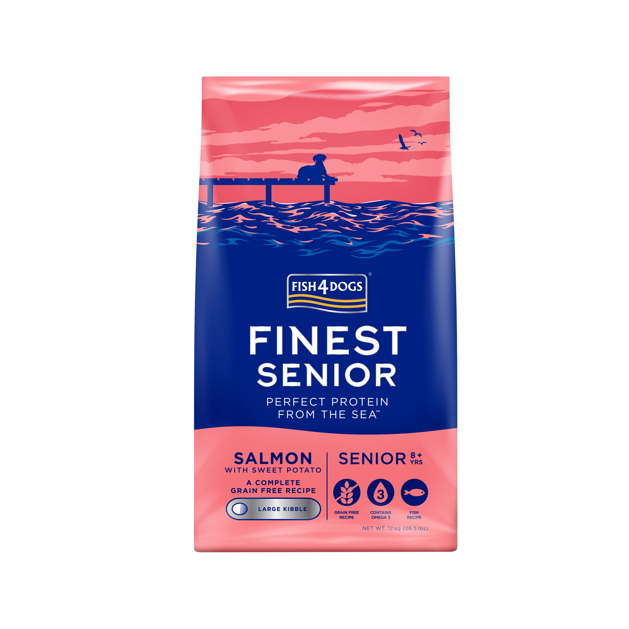 Fish4Dogs Finest Senior Zalm met Zoete Aardappel (Large Kibble) - 12kg