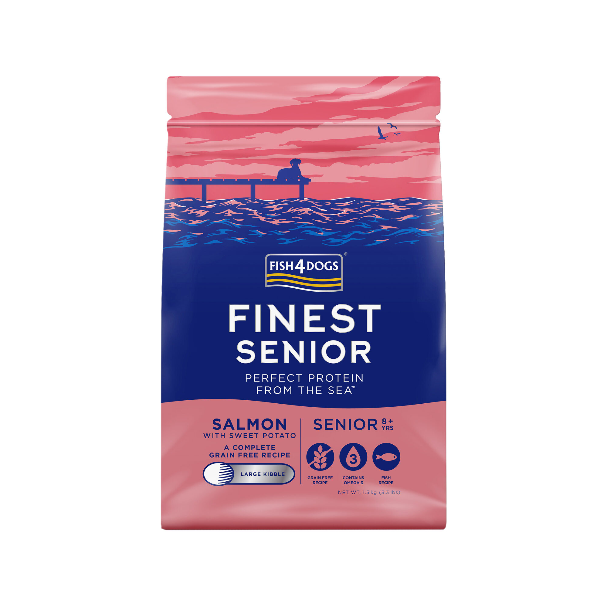 Fish4Dogs Finest Senior Zalm met Zoete Aardappel (Large Kibble) - 1,5kg