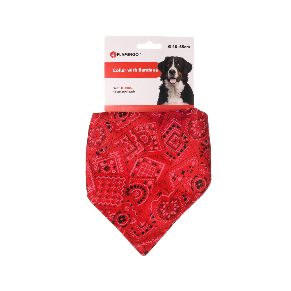 Flamingo Collar with Bandana - Red - L