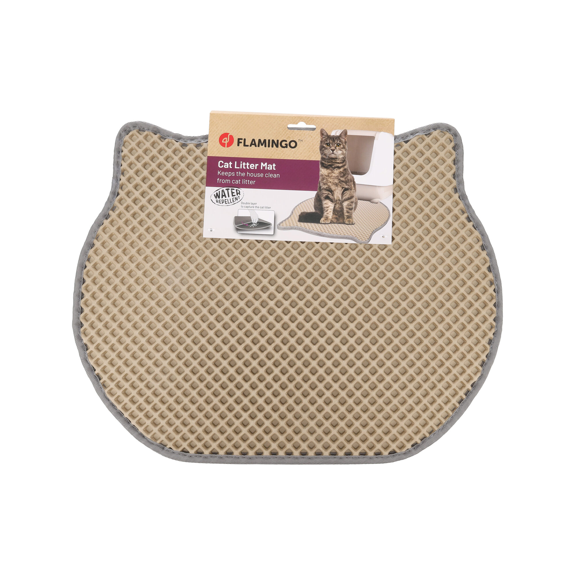 Flamingo Tapis de Litière Matz pour Chats - 50 x 40 x 1,3 cm