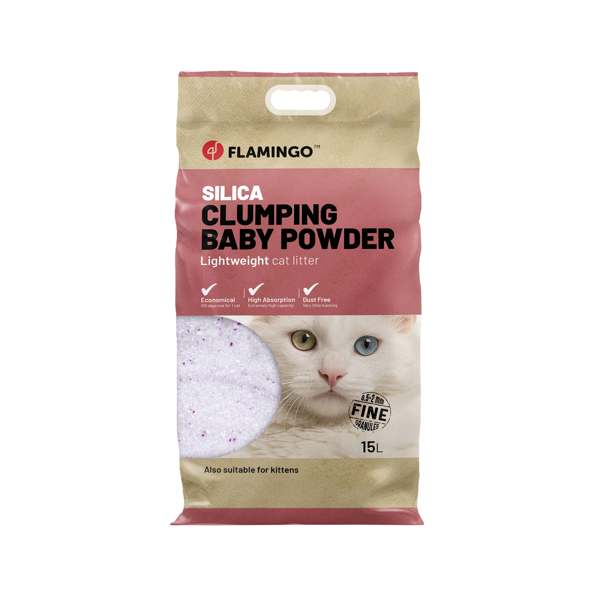 Flamingo Litière pour chats Silica - 15 L